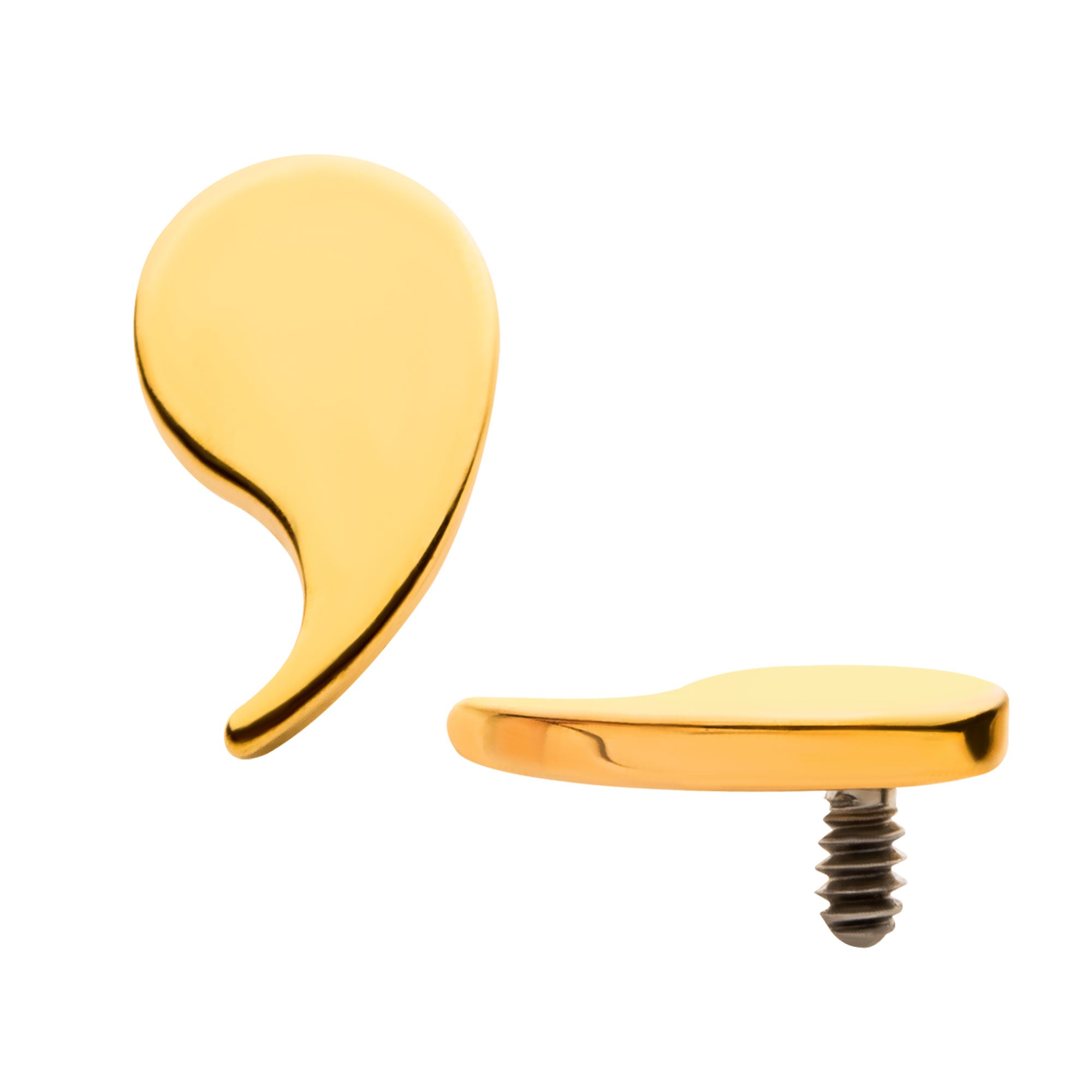 24KT Gold PVD Titanium Internally Threaded with Teardrop Top