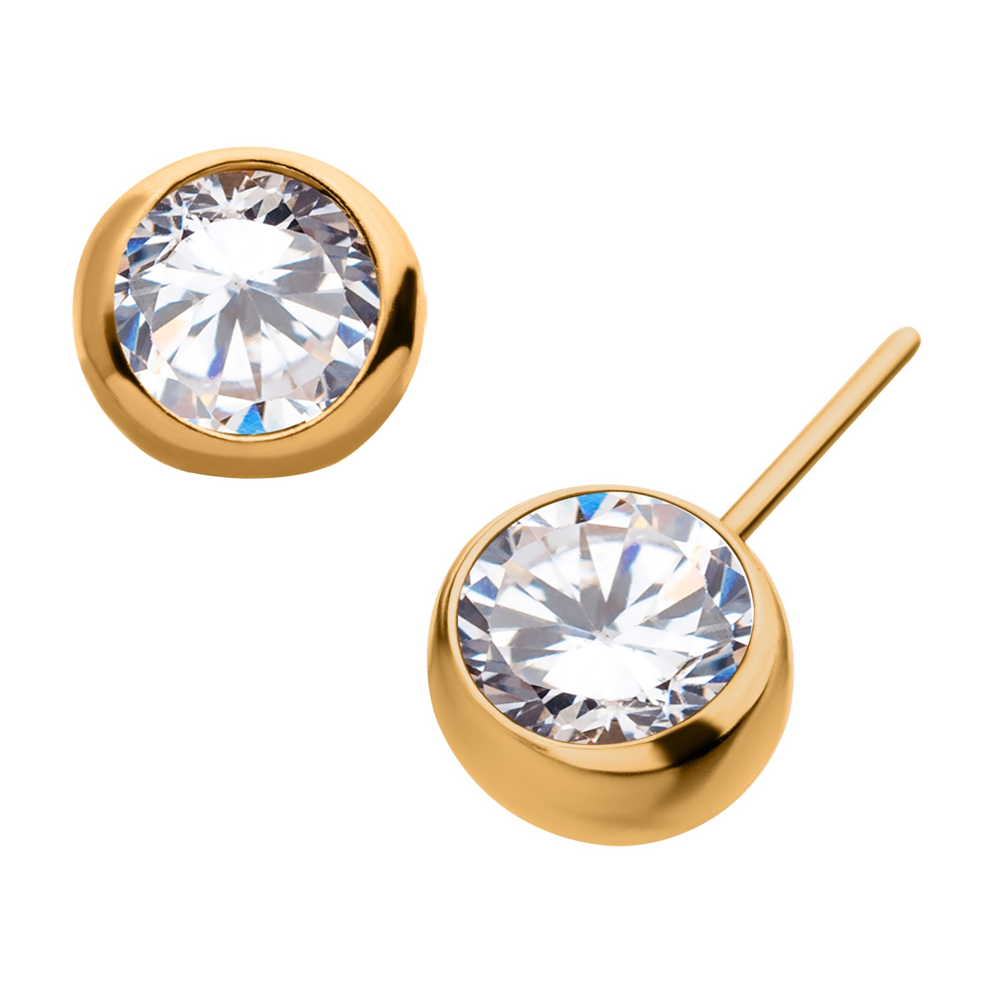 24kt Gold PVD Titanium Threadless Swarovski Crystal Side Facing Top