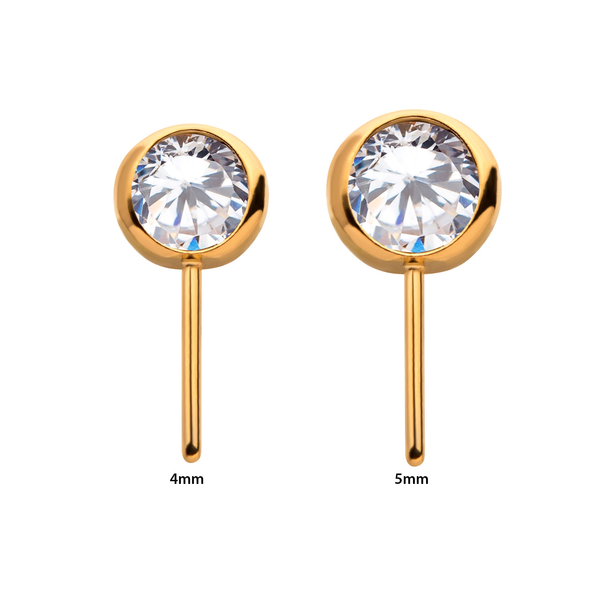 24kt Gold PVD Titanium Threadless Swarovski Crystal Side Facing Top