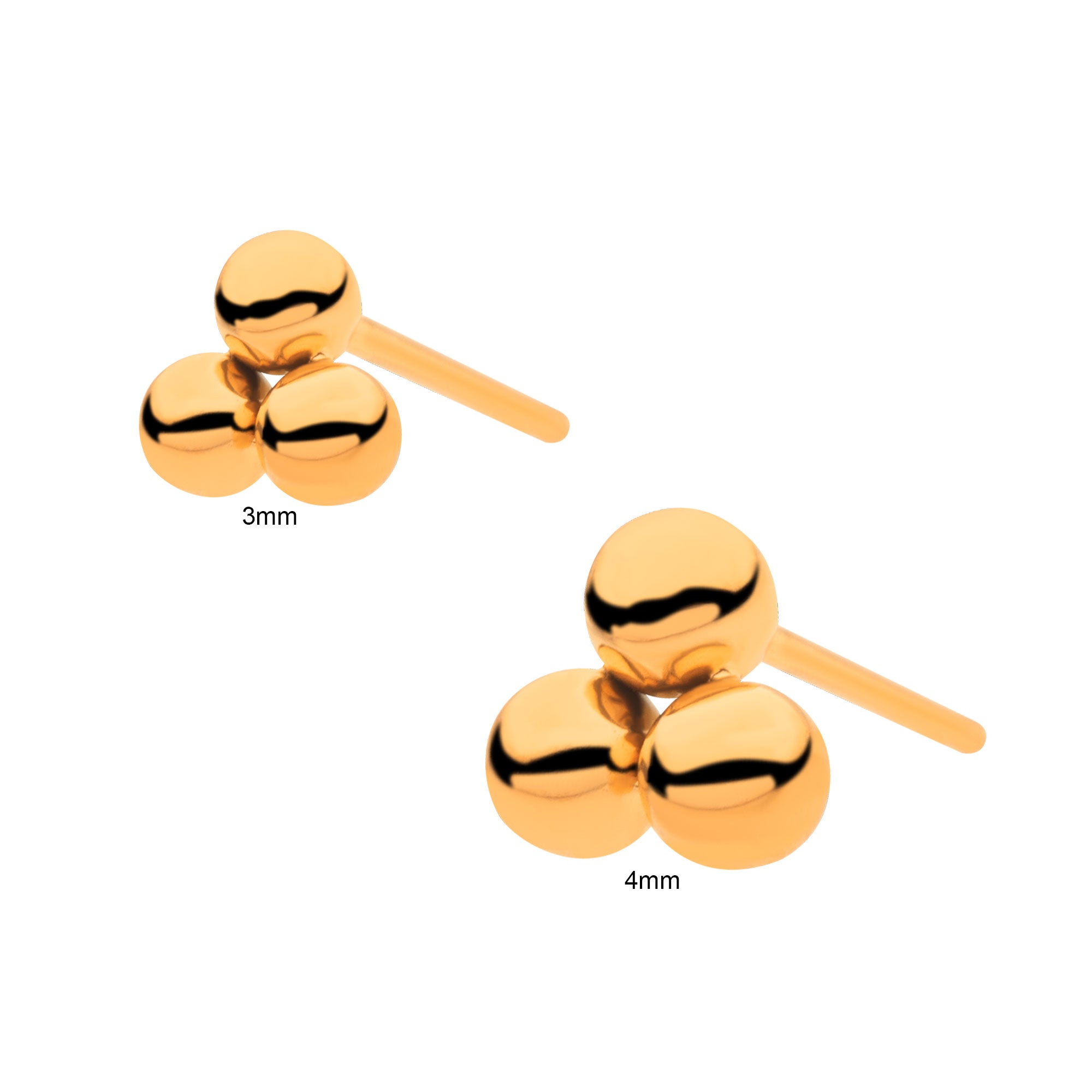 24kt Gold PVD Titanium Threadless Trinity Ball Top