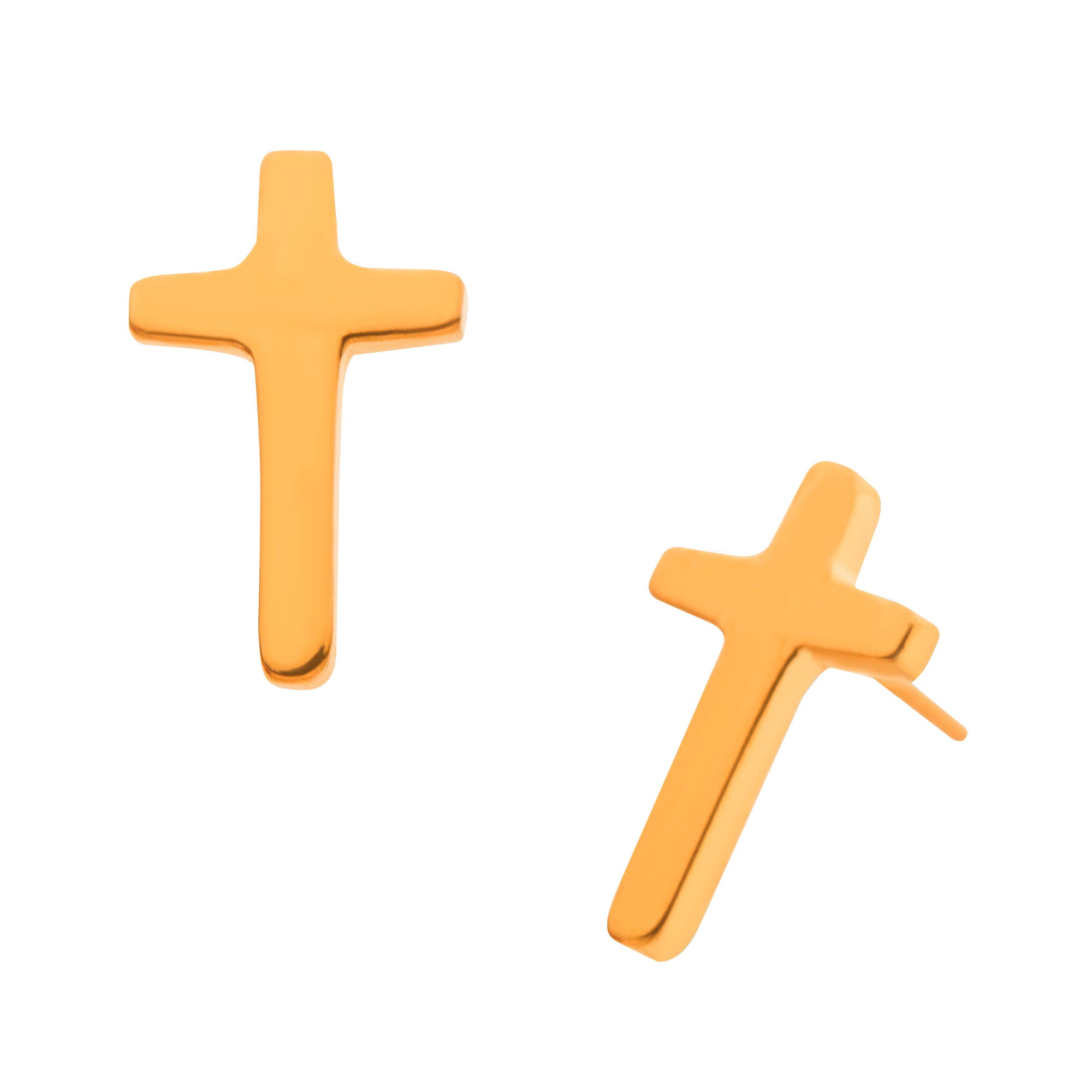 24kt Gold PVD Titanium Threadless Cross Top