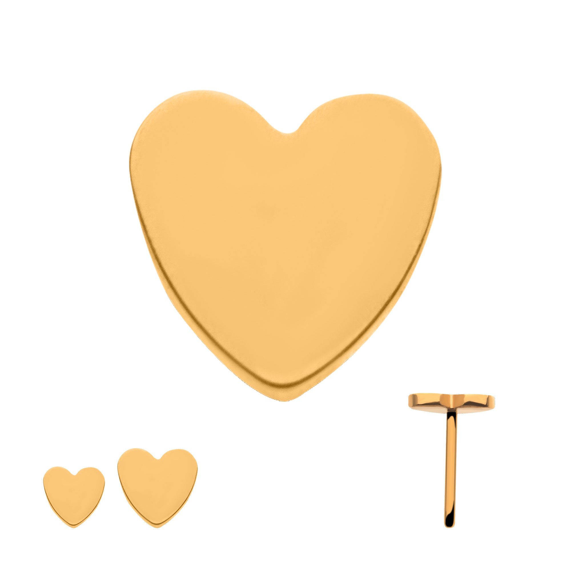 24kt Gold PVD Titanium Threadless Heart Top