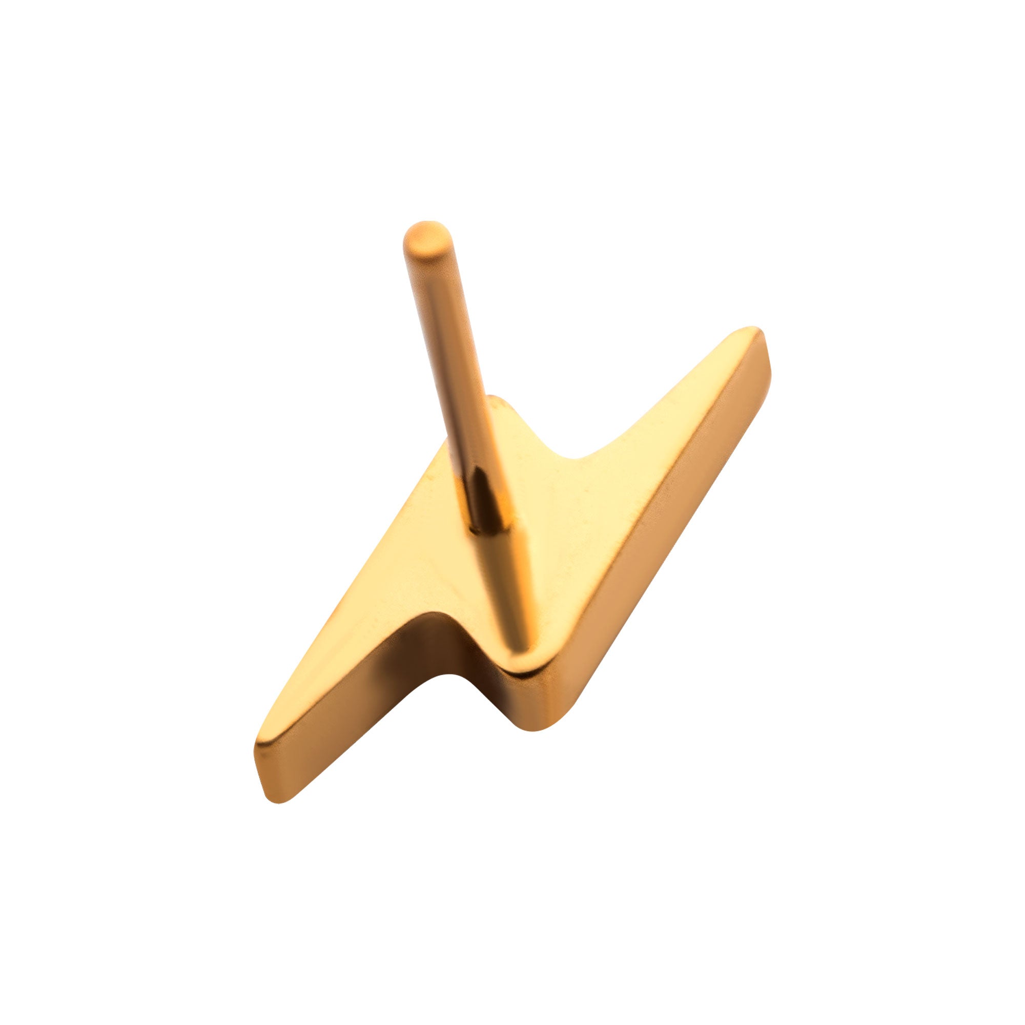 24kt Gold PVD Titanium Threadless Short Lightning Bolt Top