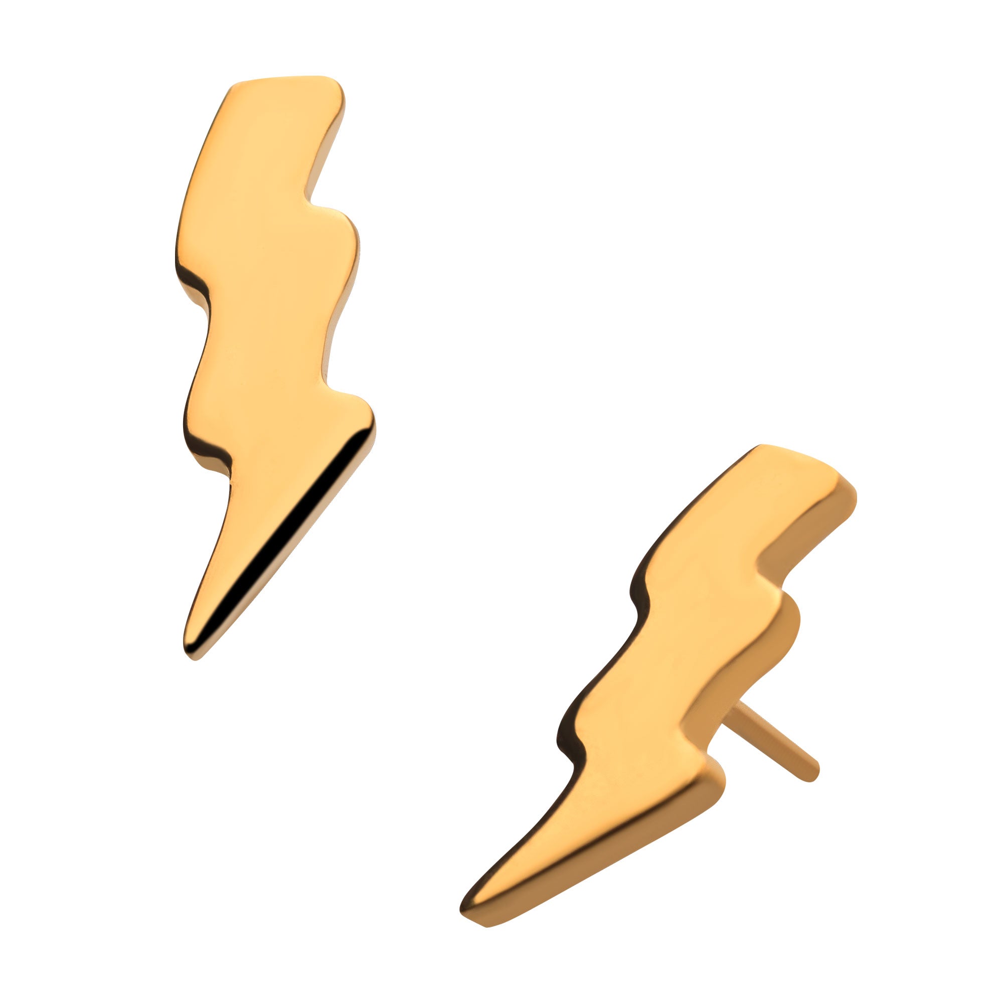 24kt Gold PVD Titanium Threadless Tall Lightning Bolt Top