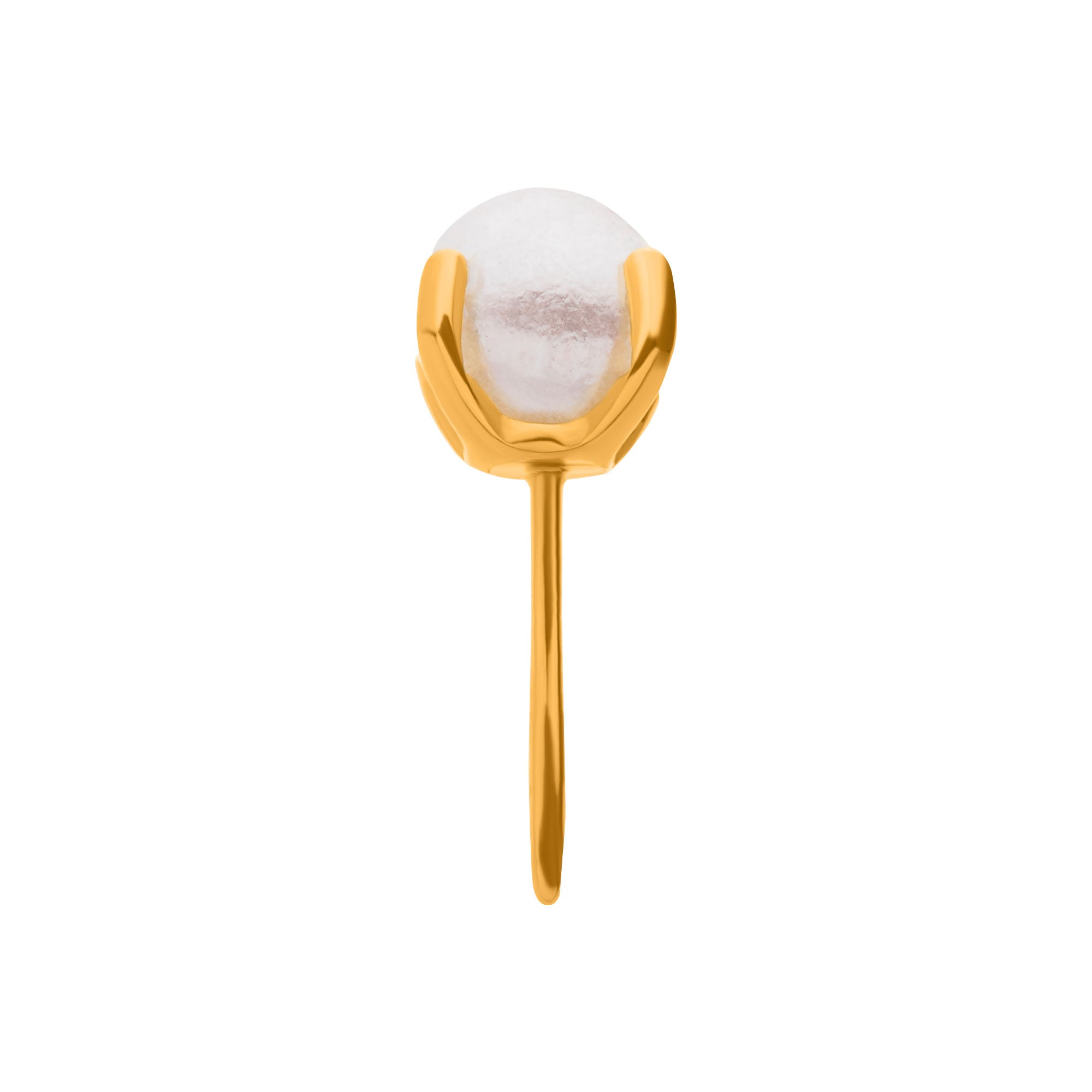 24Kt Gold PVD Titanium Threadless Prong Set White Pearl Top