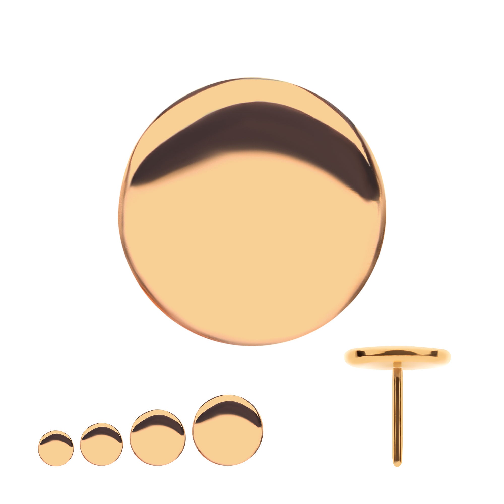 24kt Gold PVD Titanium Threadless Flat Disc Top
