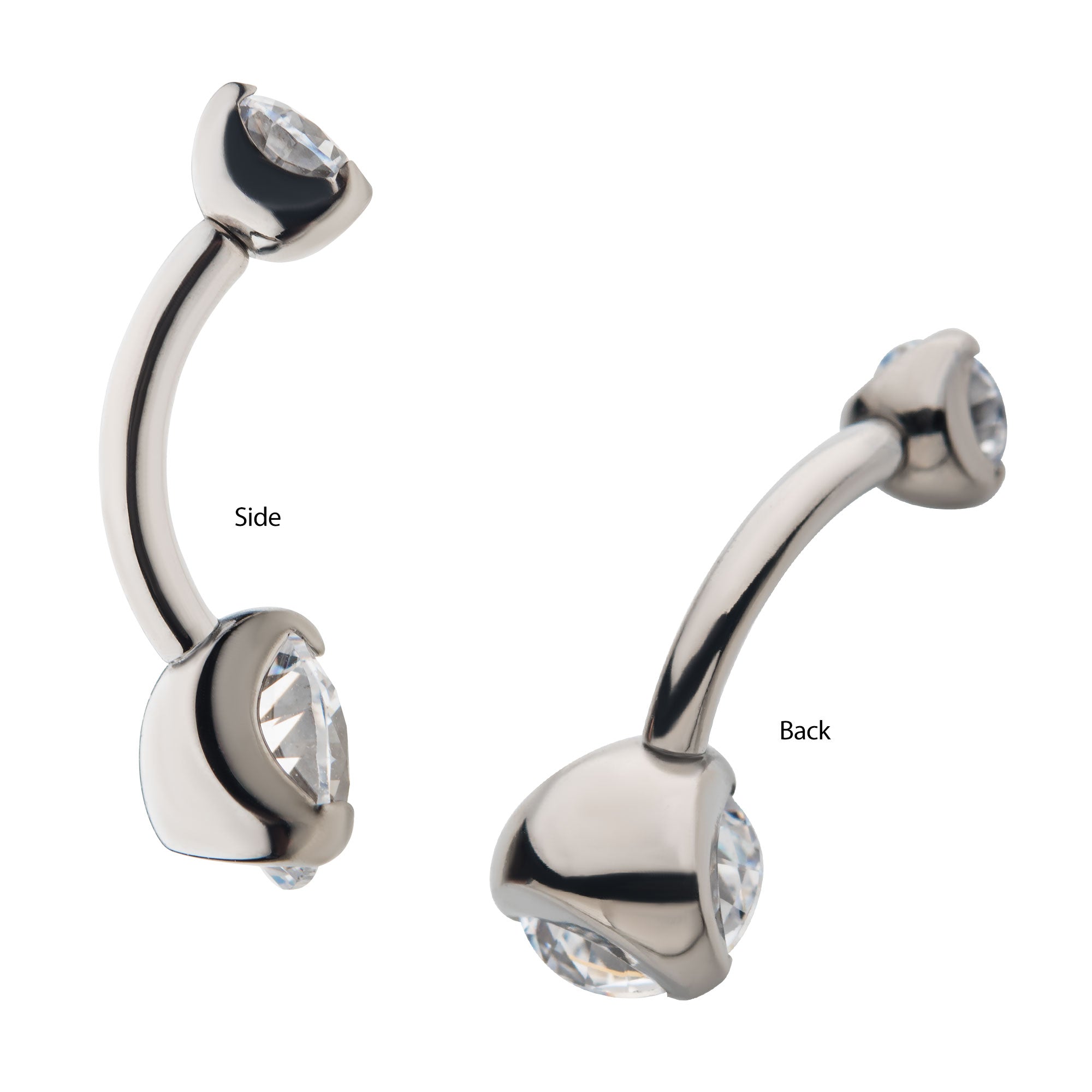 Titanium Internally Threaded with Prong Set Round AAA CZ/Synthetic Opal Fixed Navel