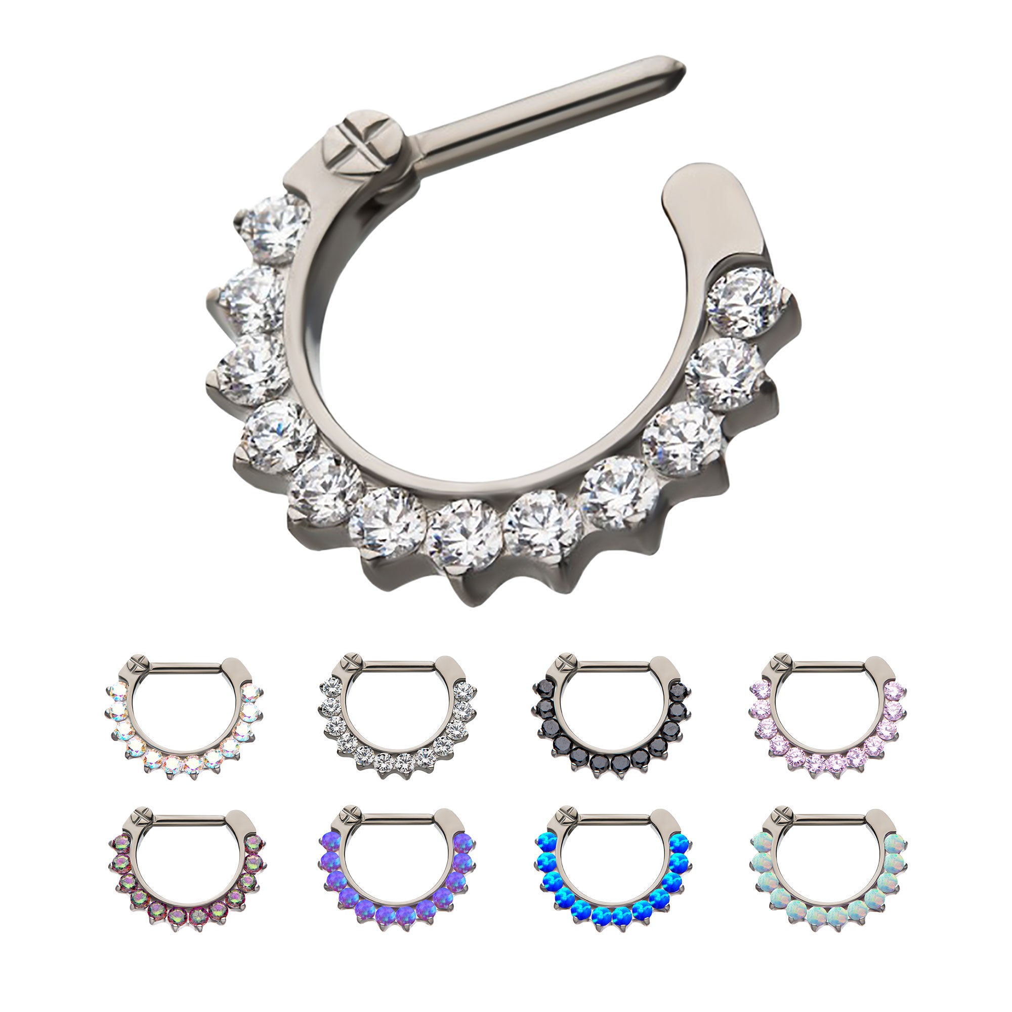 Titanium Prong CZ/Opal Septum Clickers