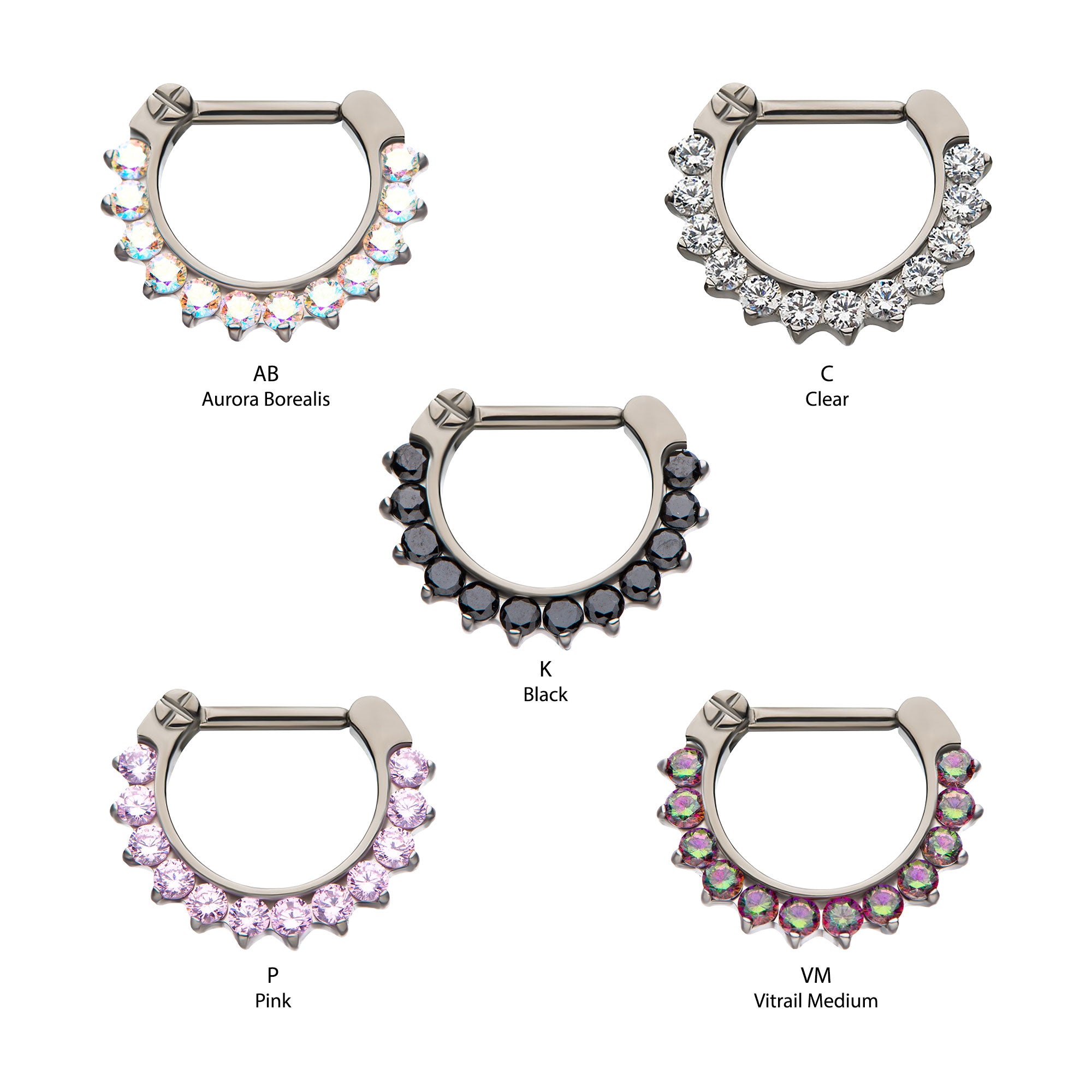 Titanium Prong CZ/Opal Septum Clickers