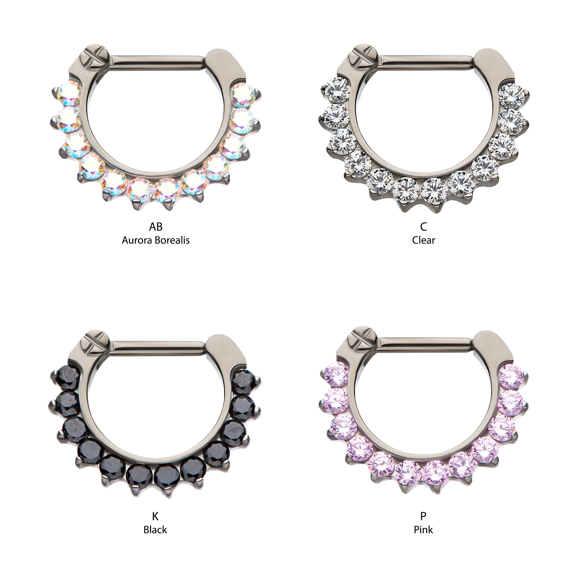 Titanium Prong CZ/Opal Septum Clickers