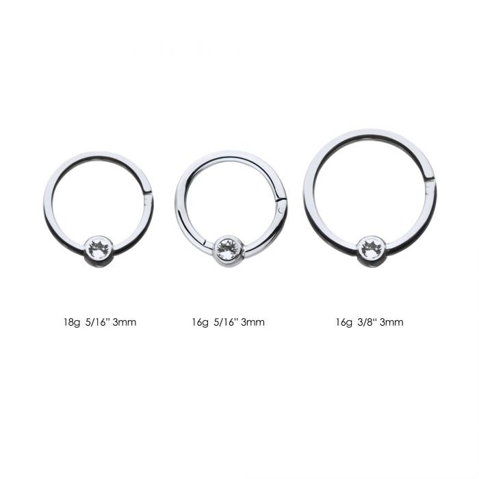 Titanium CZ Clear Gem Hinged Segment Ring