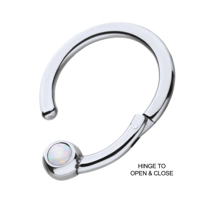 Titanium White Opalite Hinged Segment Ring