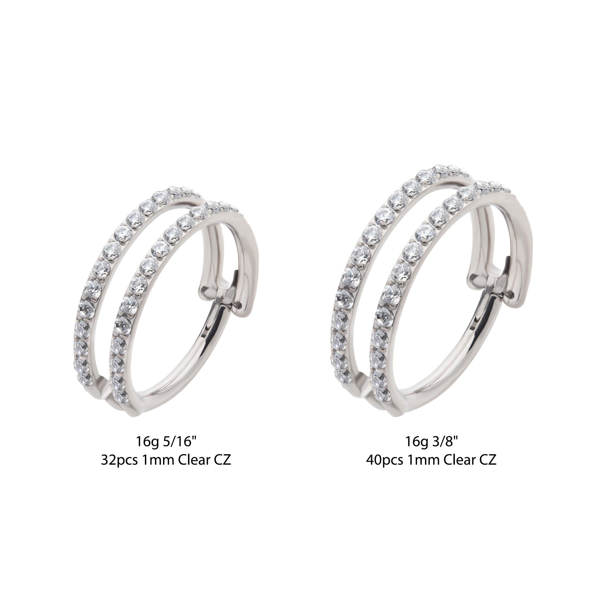 Titanium Double Row Clear CZ Side Facing Hinged Segment Clicker