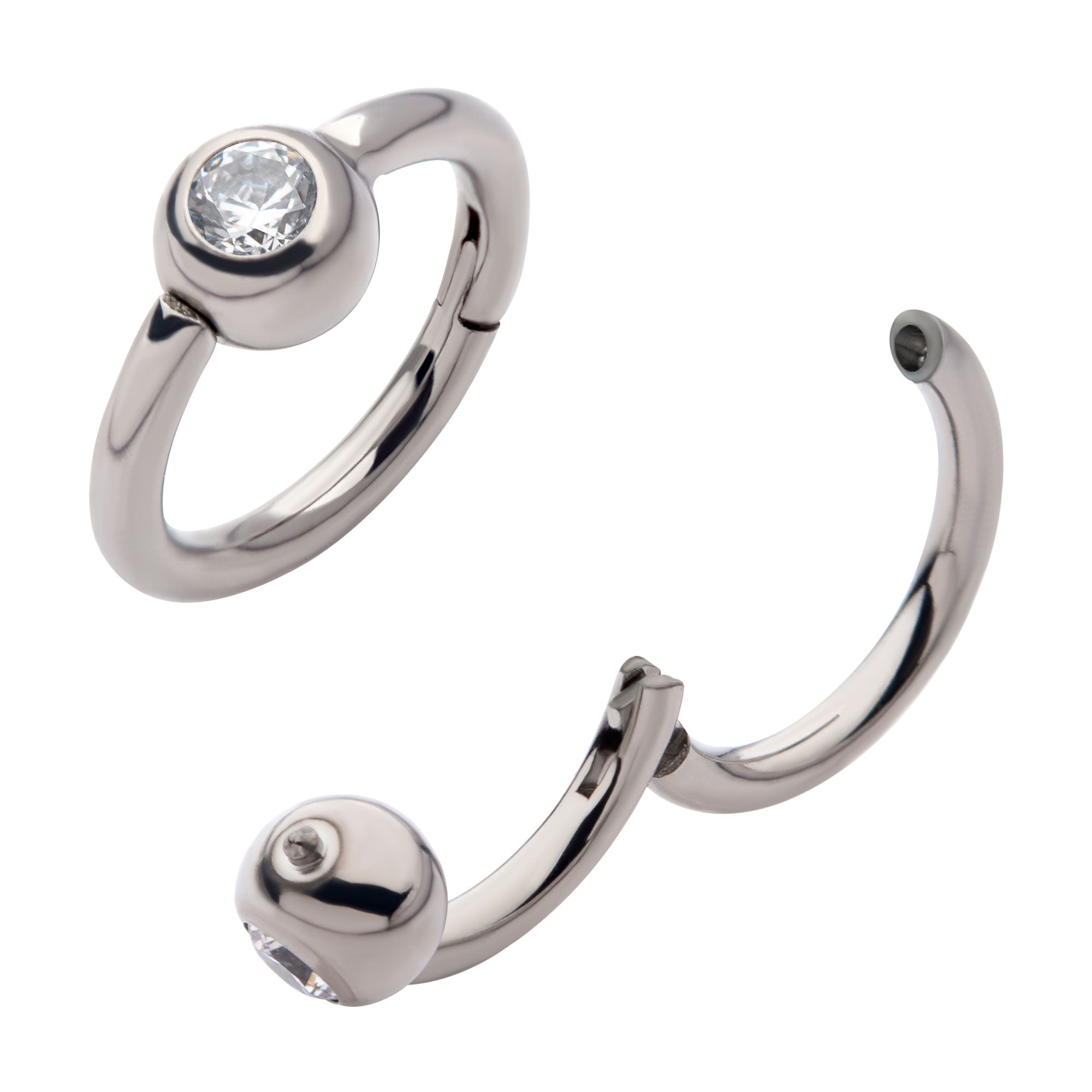 Titanium Ball CZ Side Facing Hinged Segment Clicker