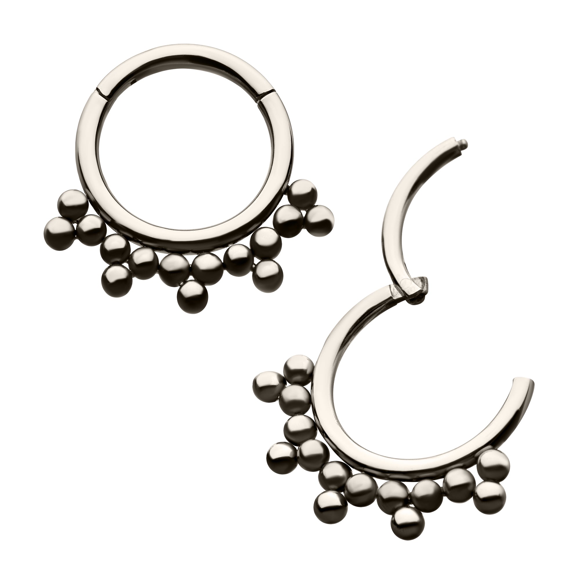 Titanium Cluster Trio Beads Front Facing Hinged Segment Clicker