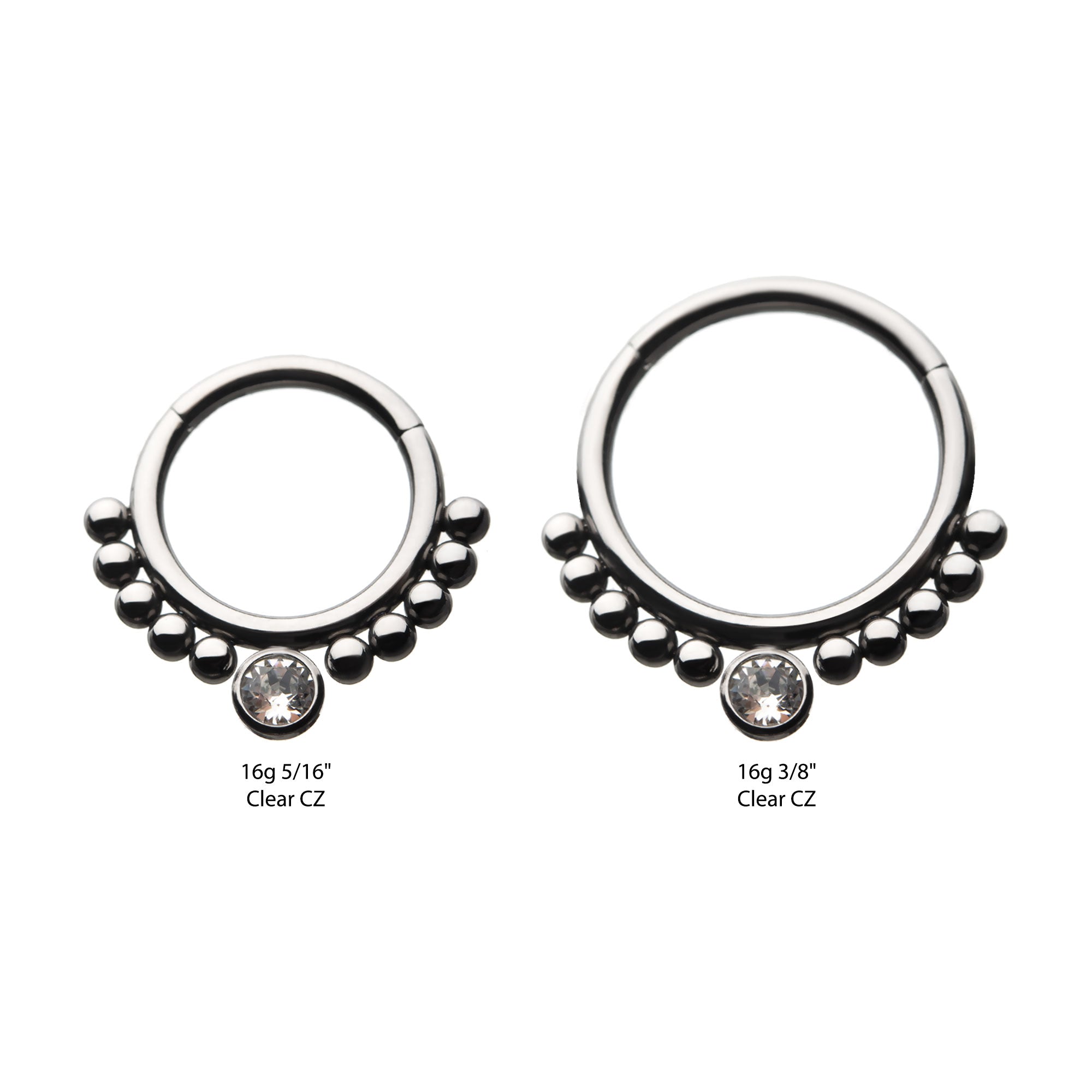 Titanium Beaded Clear CZ Front Facing Hinged Segment Clicker