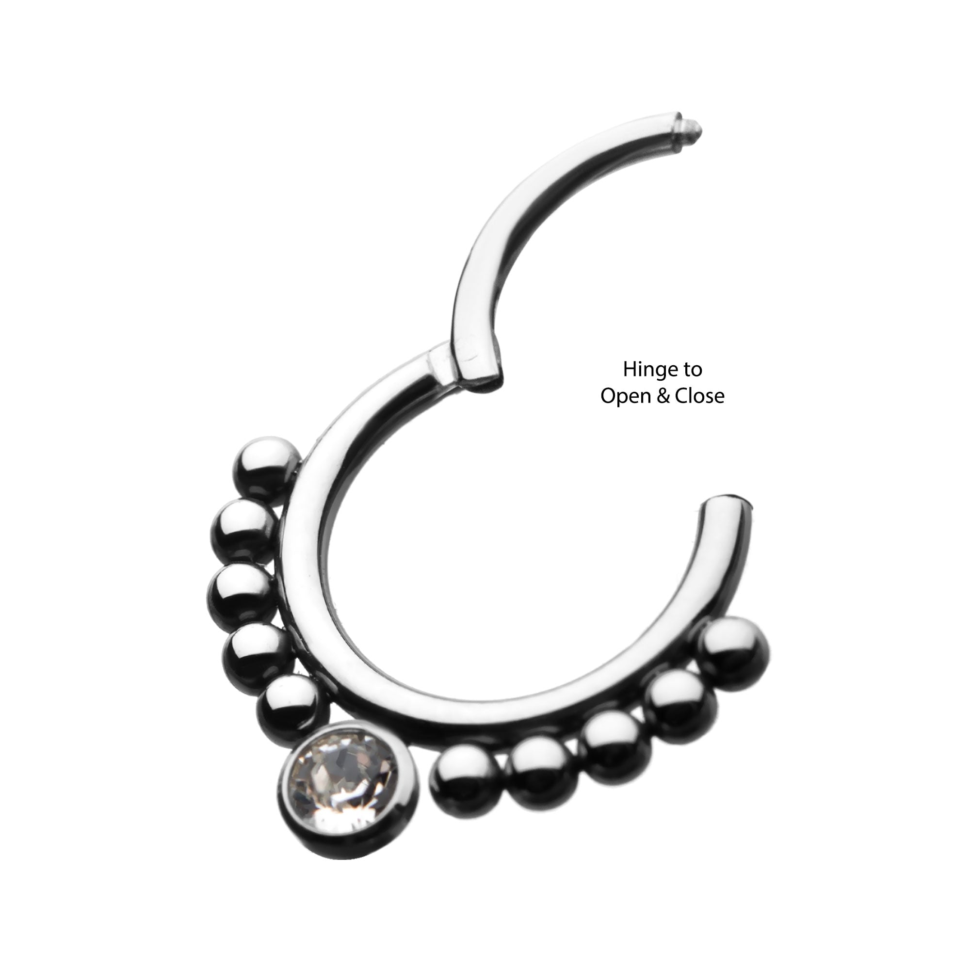 Titanium Beaded Clear CZ Front Facing Hinged Segment Clicker