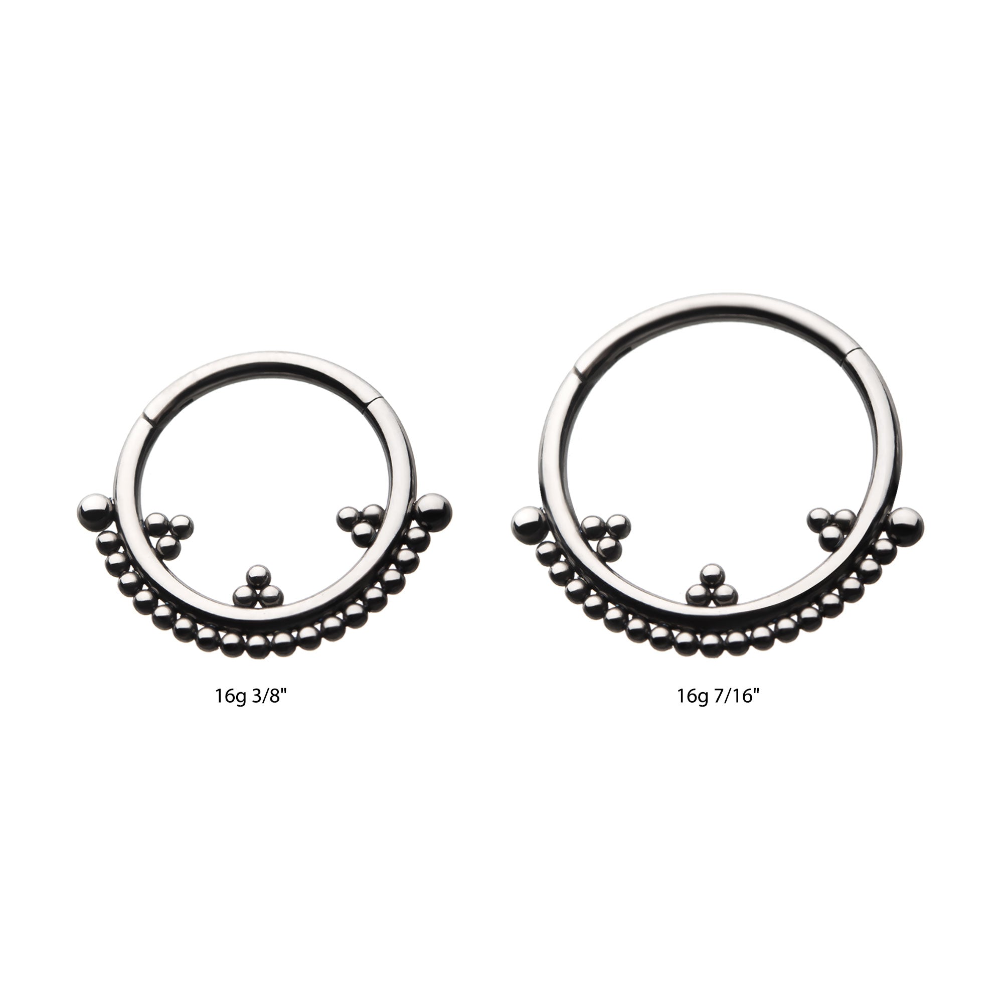 Titanium Beaded Trio Front Facing Hinged Segment Clicker