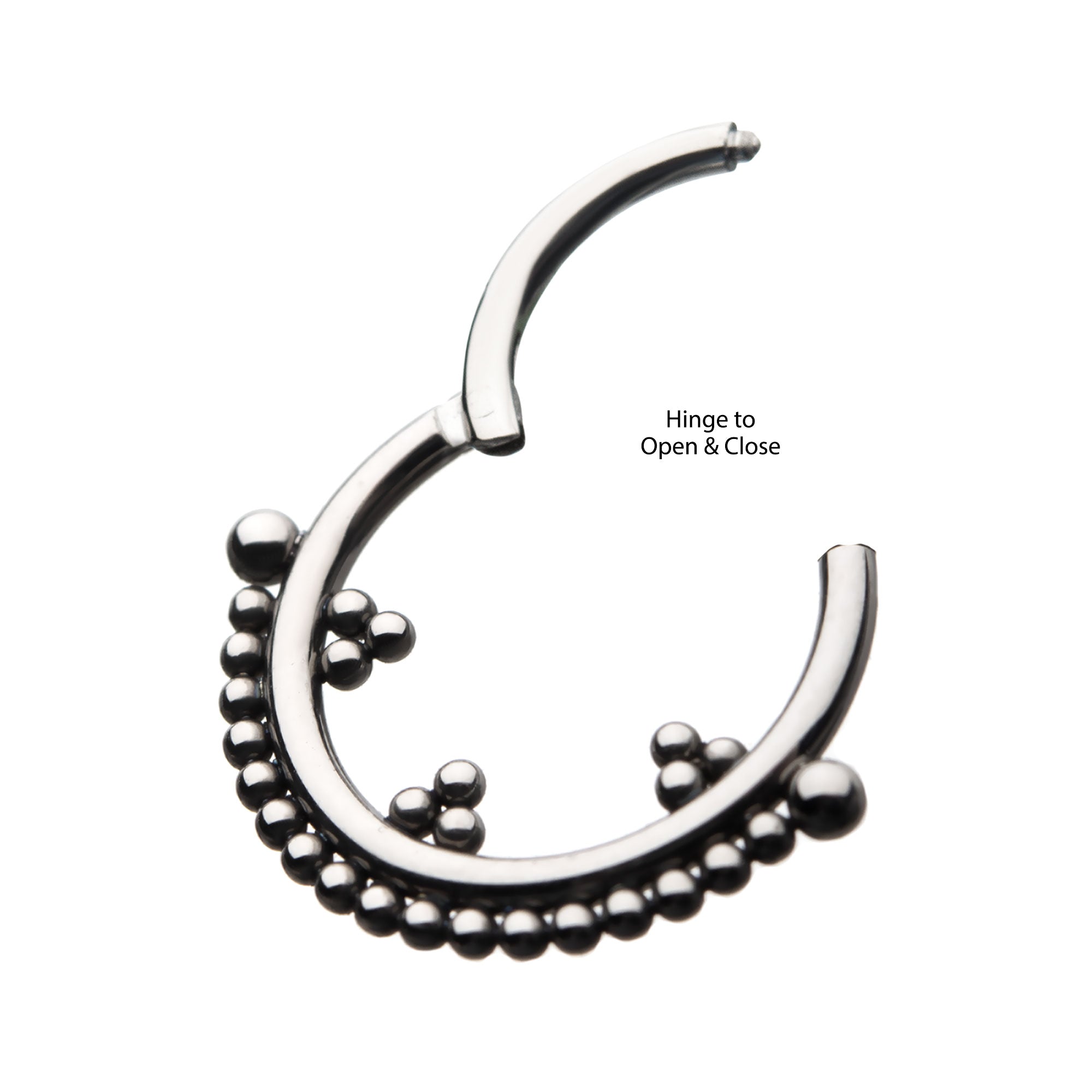 Titanium Beaded Trio Front Facing Hinged Segment Clicker