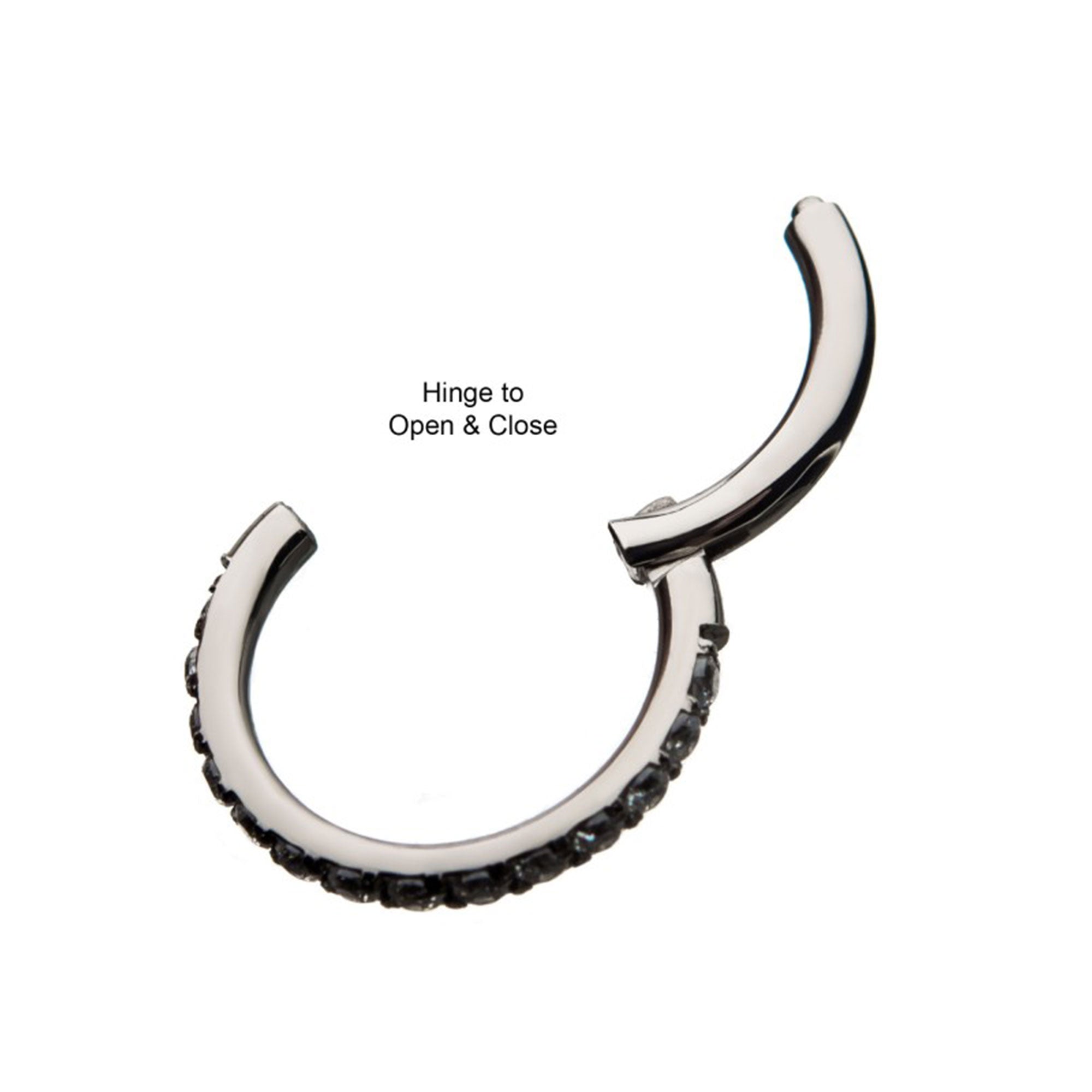 Titanium with CNC Set Rainbow Eternity CZ Side Facing Hinged Segment Clicker
