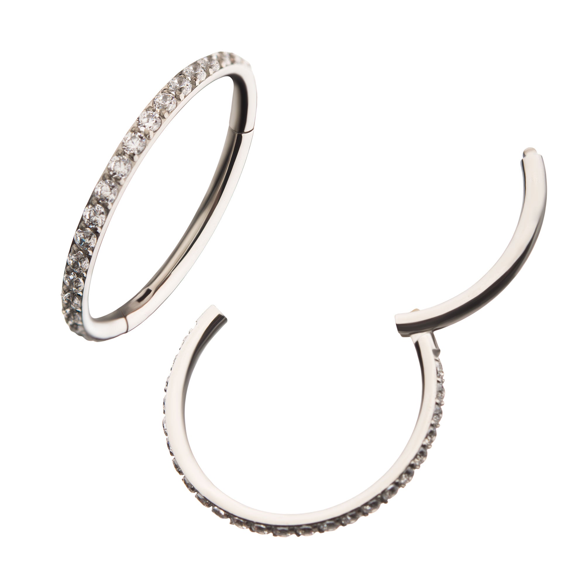 Titanium with CNC Set Rainbow Eternity CZ Side Facing Hinged Segment Clicker