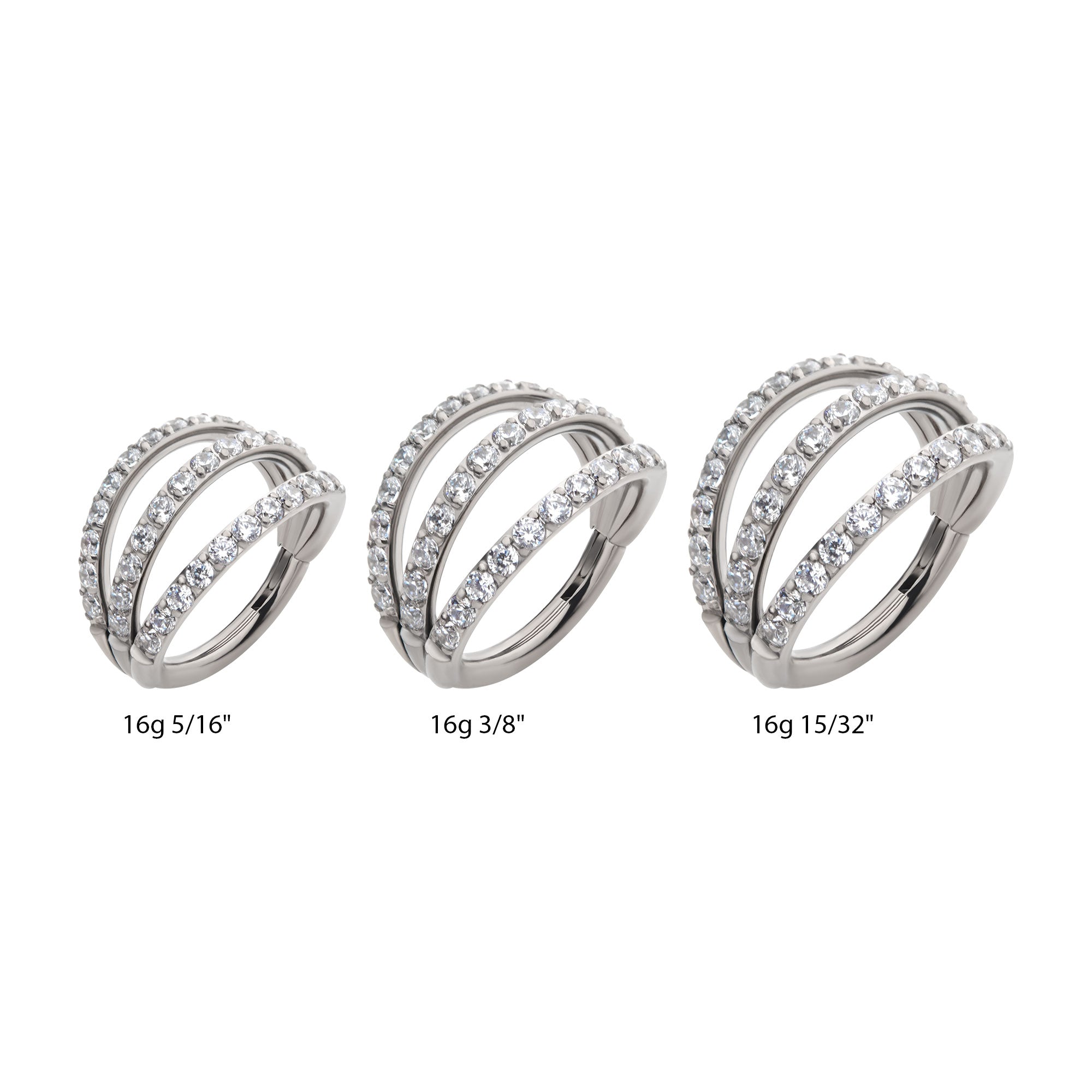 Titanium Triple Fan Out Eternity CZ Side Facing Hinged Segment Clicker