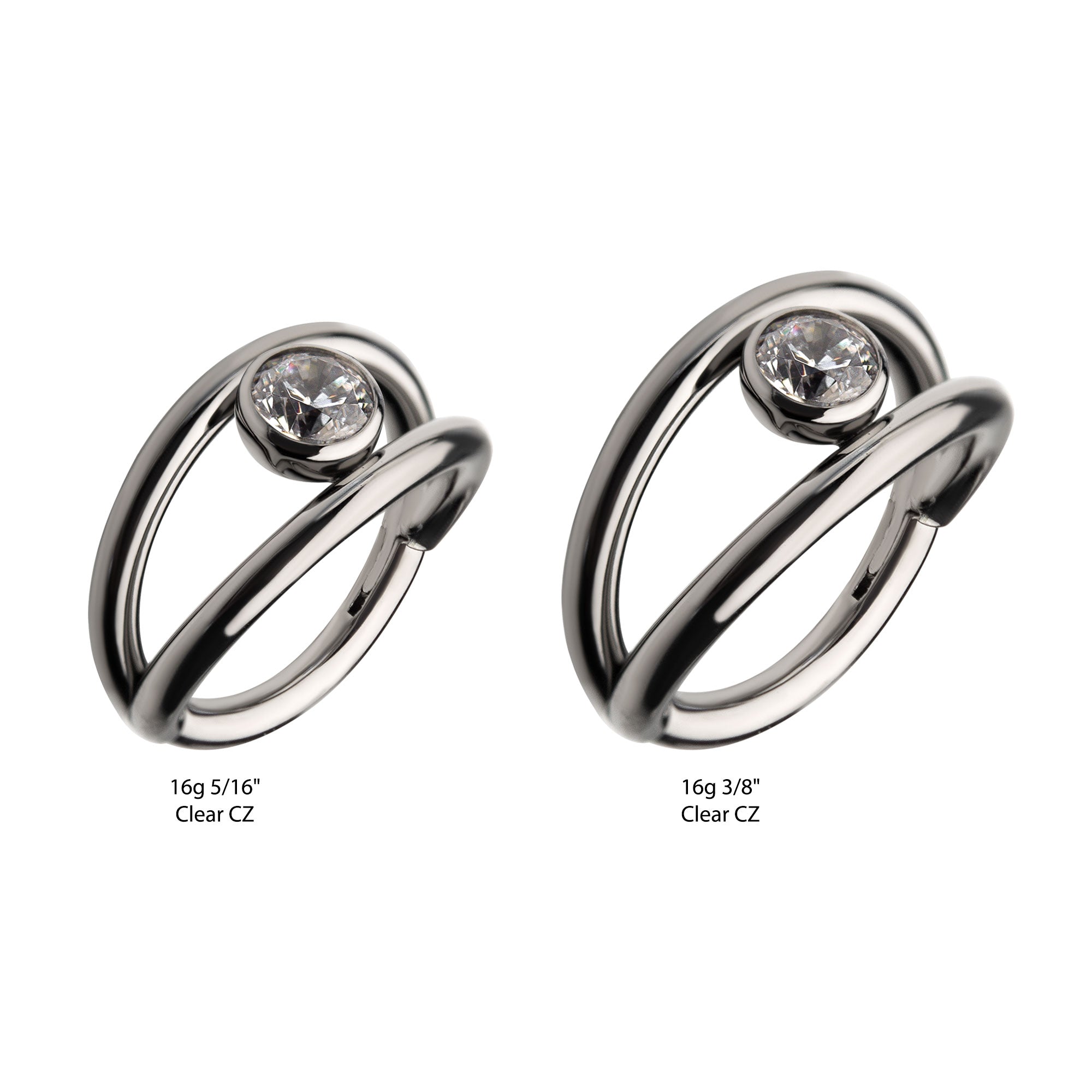 Titanium Bezel Clear CZ Fan Out Side Facing Hinged Segment Clicker