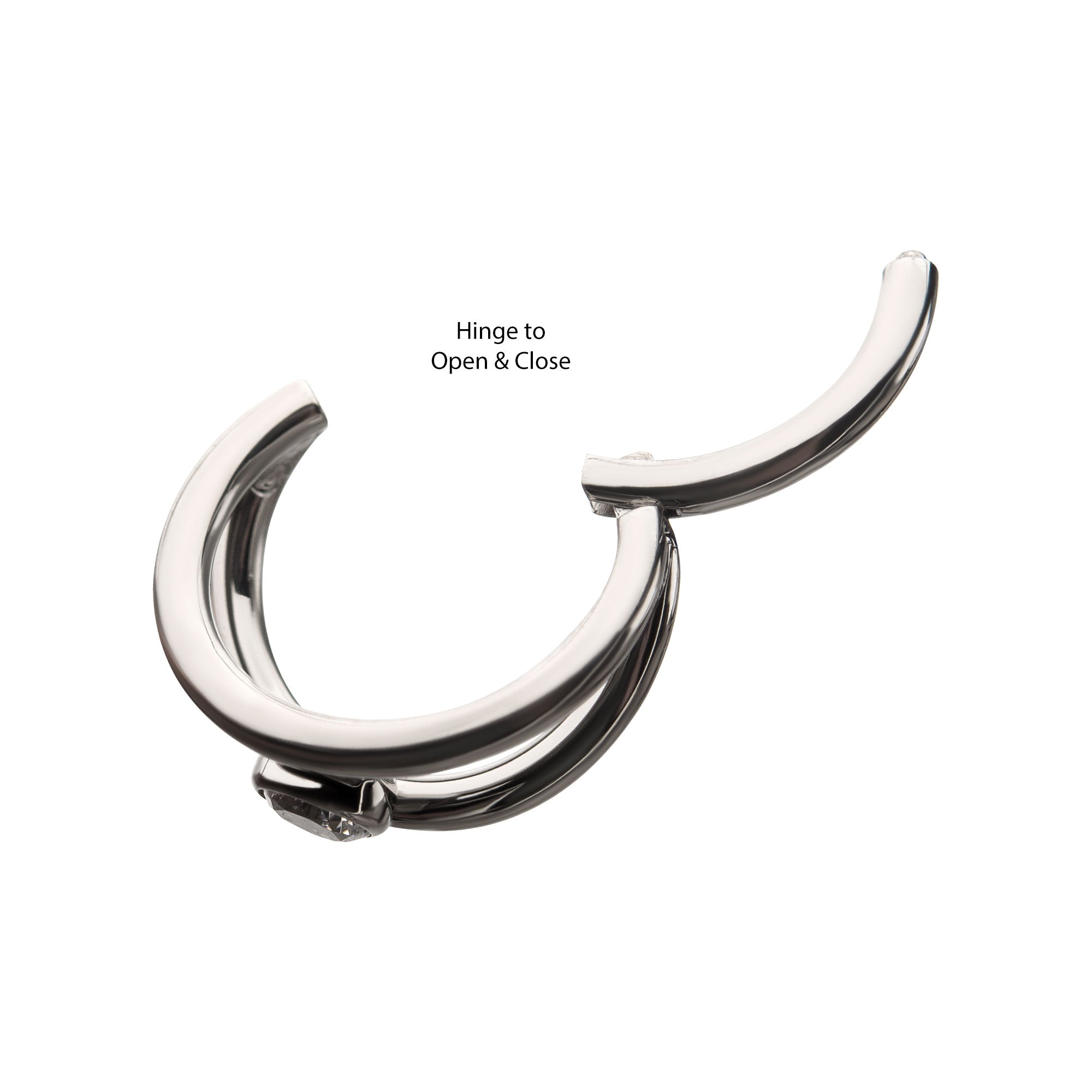 Titanium Bezel Clear CZ Fan Out Side Facing Hinged Segment Clicker