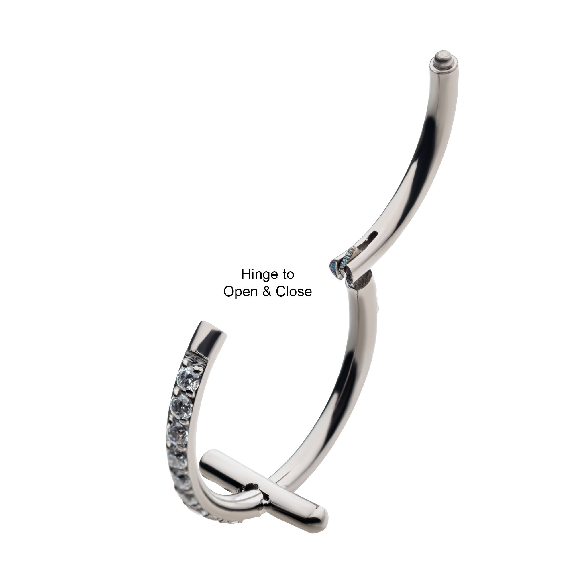 Titanium Clear CZ Cross Side Facing Hinged Segment Clicker