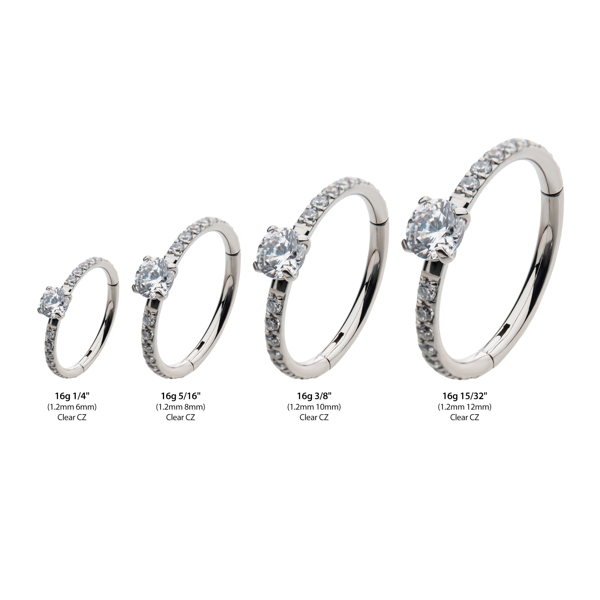 Titanium Centerpiece Round Clear CZ Eternity Side Facing Hinged Segment Clicker