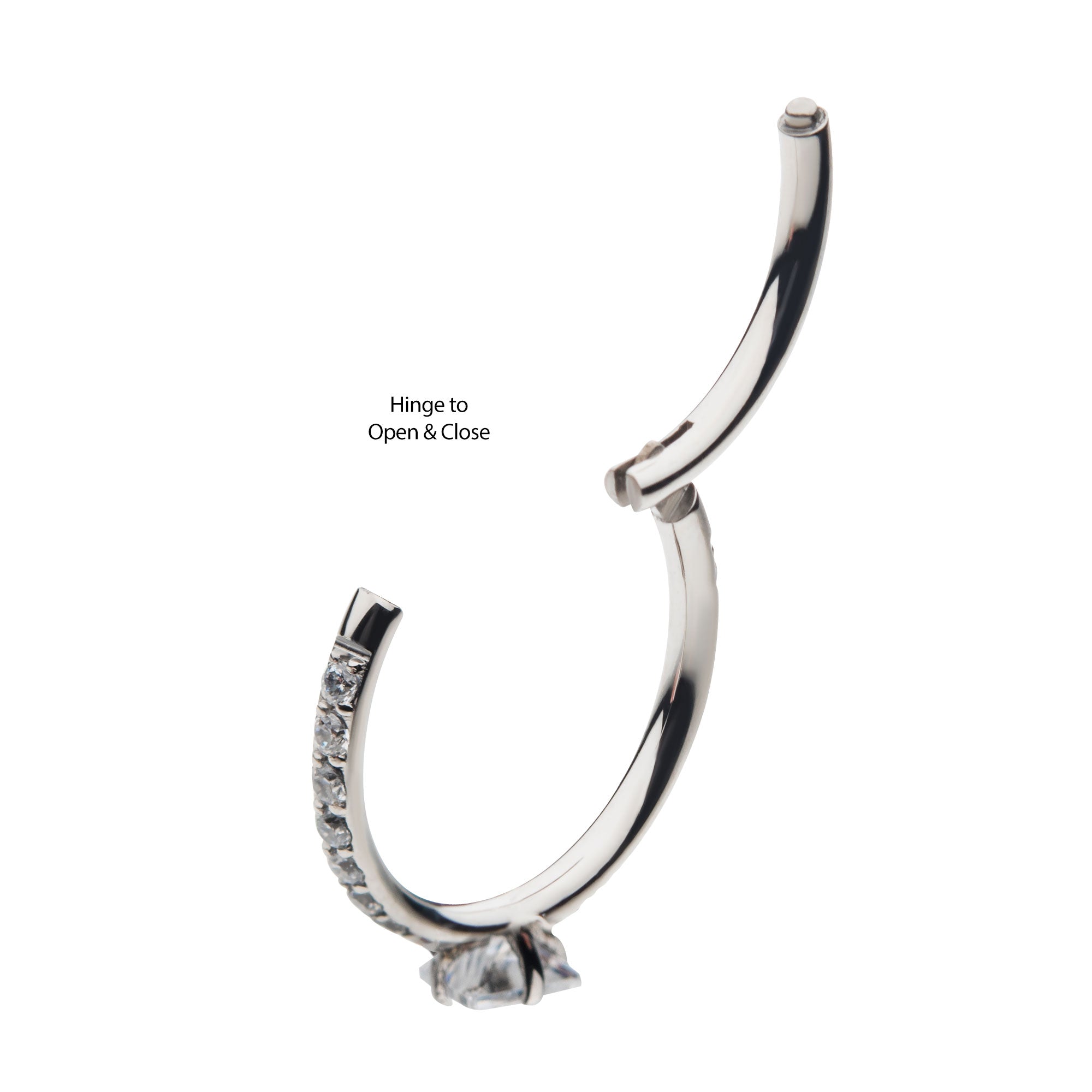 Titanium Centerpiece Square Clear CZ Eternity Side Facing Hinged Segment Clicker