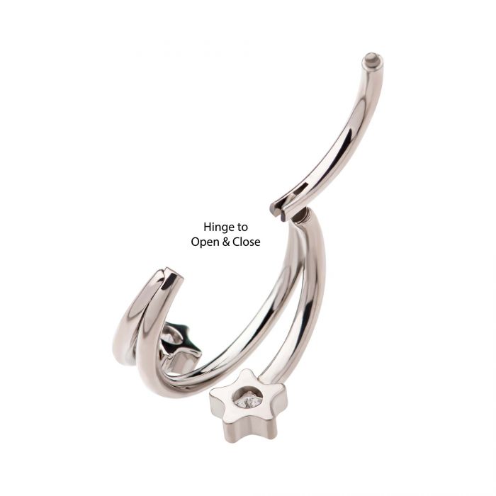 Titanium Twist Star CZ Side Facing Hinged Segment Clicker