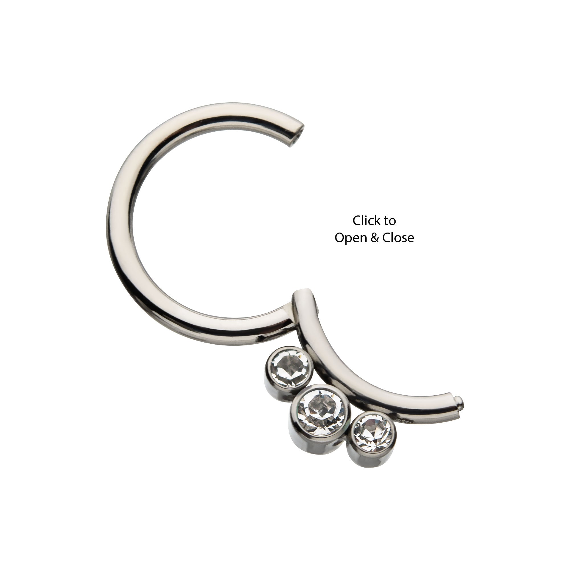 Titanium Triple CZ Hinged Segment Clicker