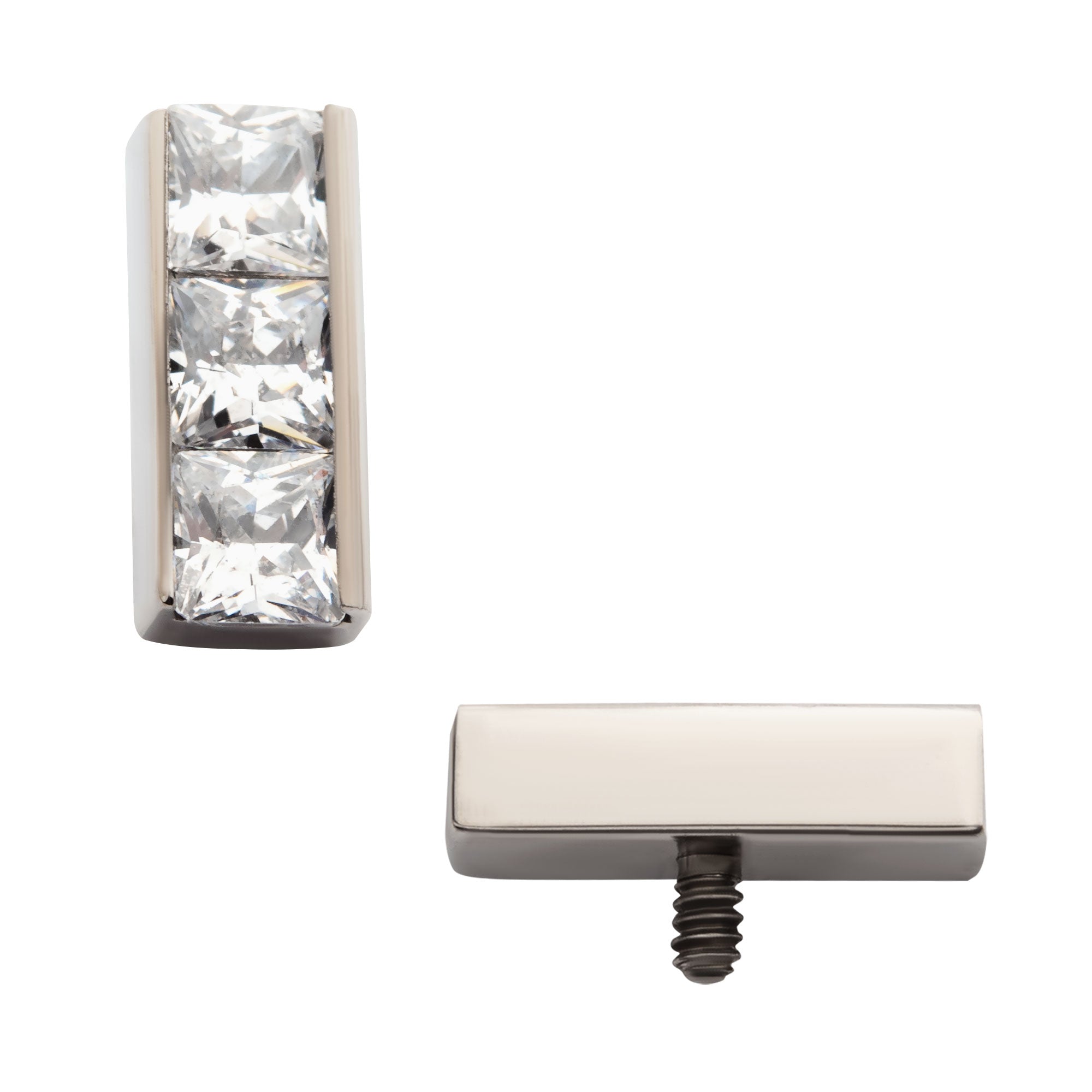 Titanium Internally Threaded with Channel Set Square CZ Bar Top