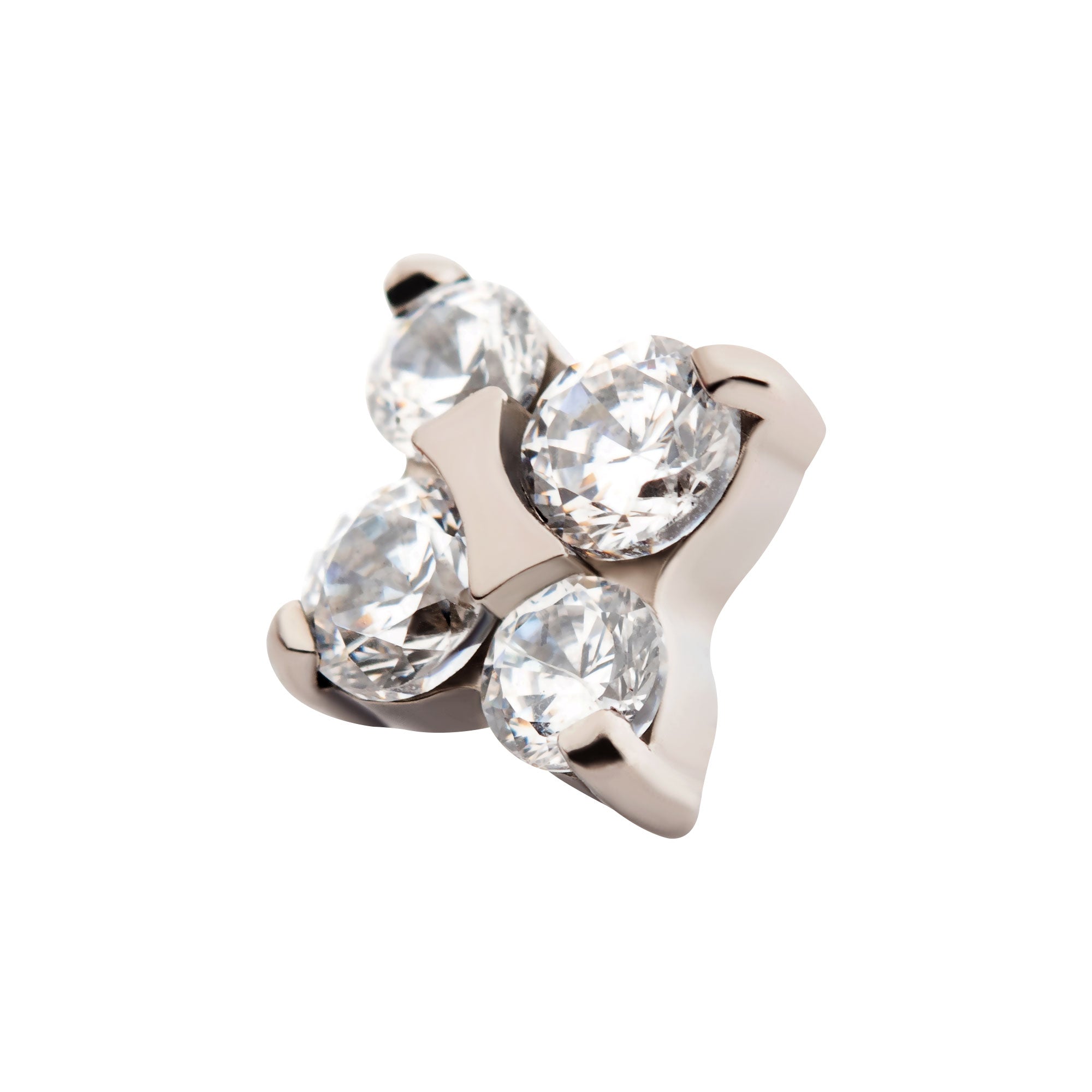 Titanium Internally Threaded with 4-Prong Set Round CZ with Crux Shape Top