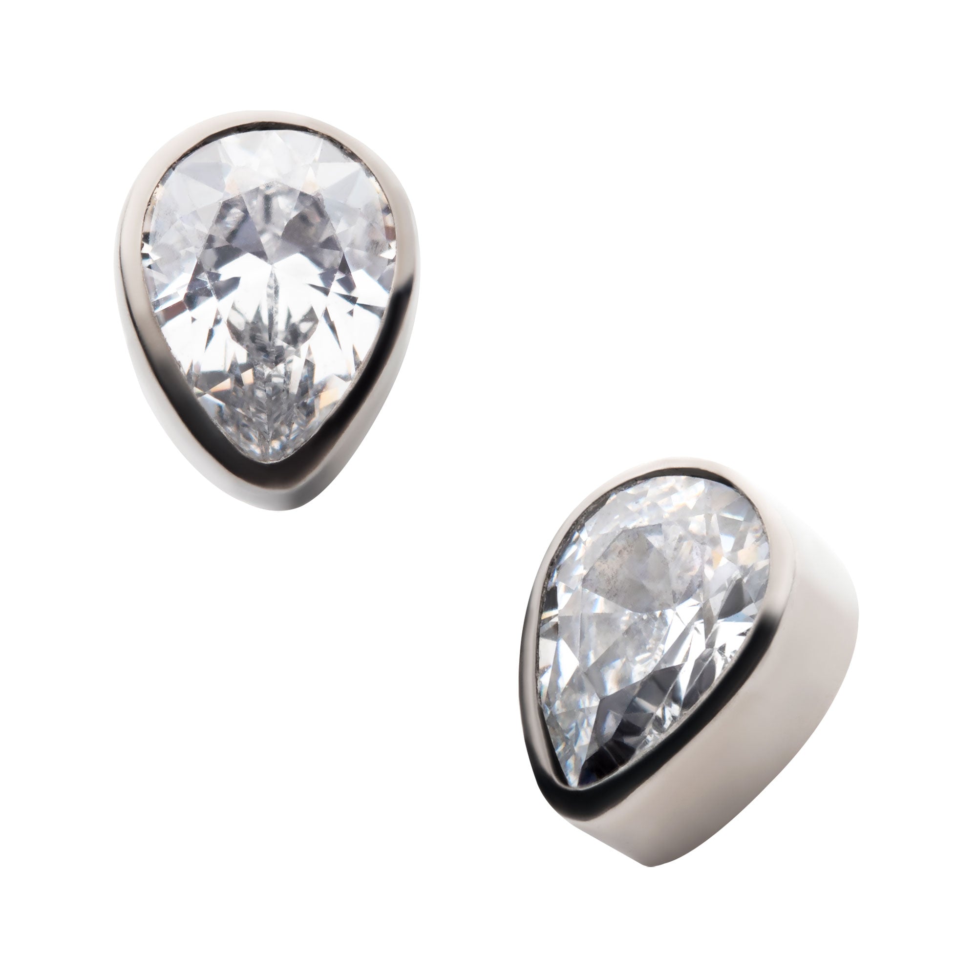 Titanium Internally Threaded with Bezel Set CZ Pear Shape Top