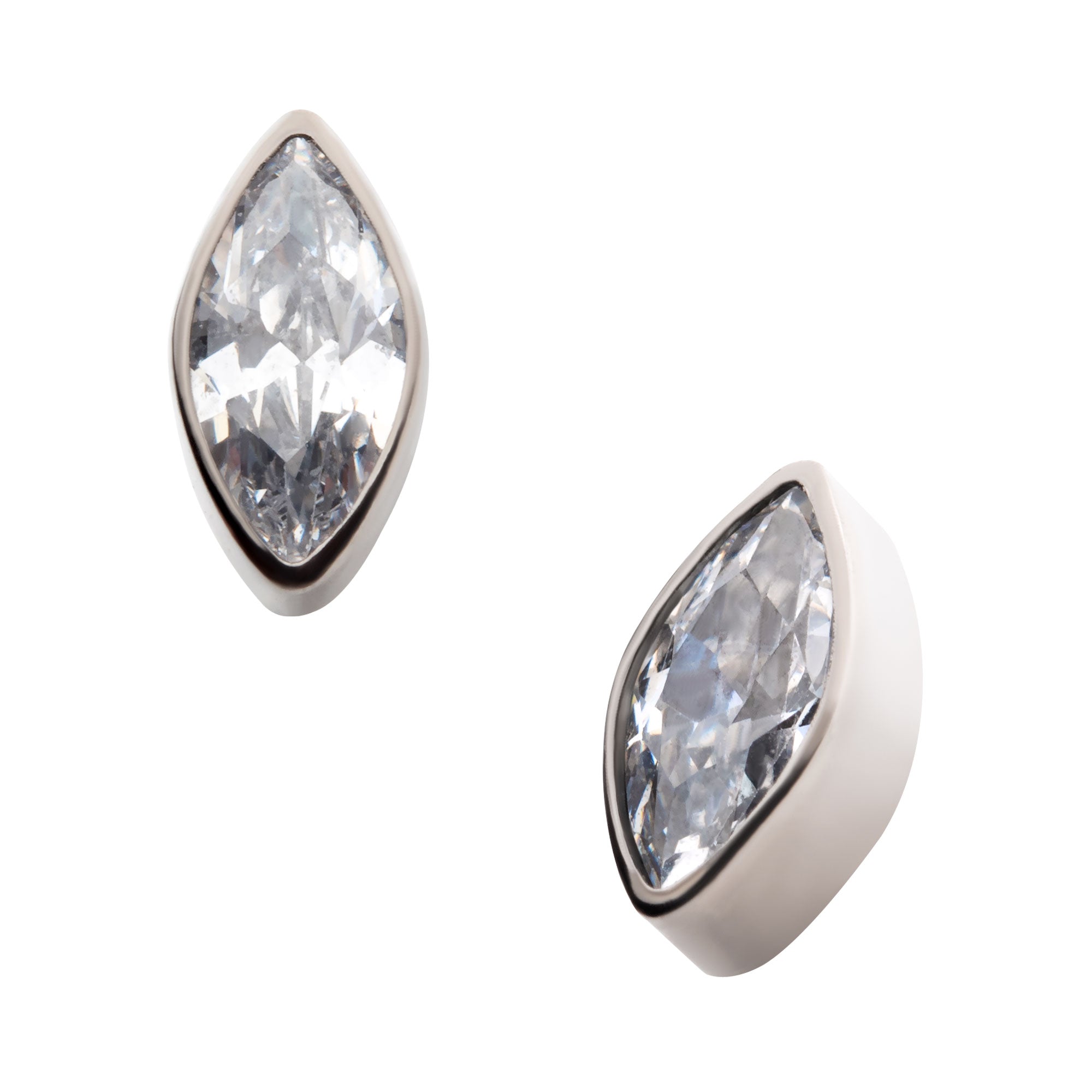Titanium Internally Threaded with Bezel Set CZ Marquise Shape Top