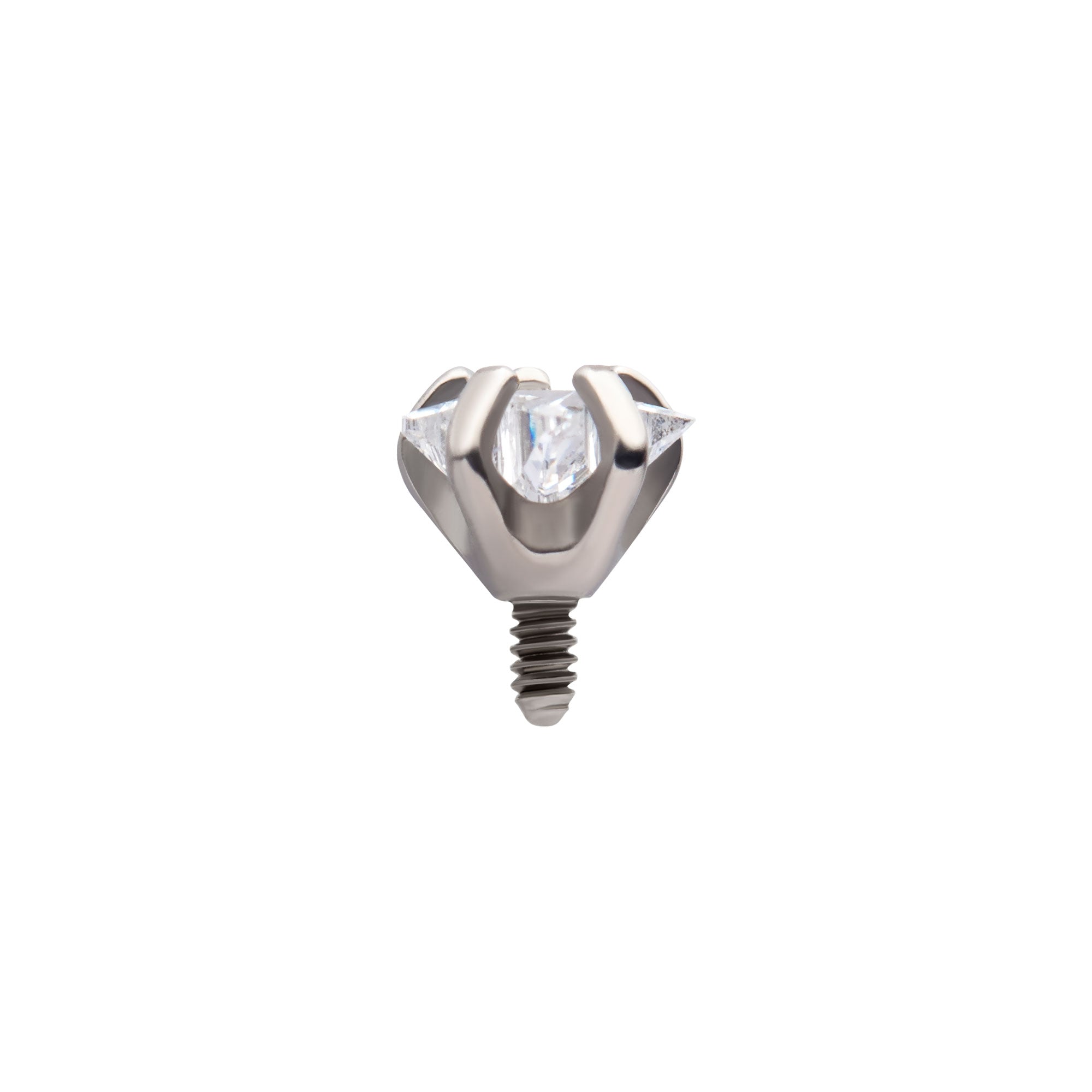 Titanium Internally Threaded with Prong Set CZ Star Shape Top