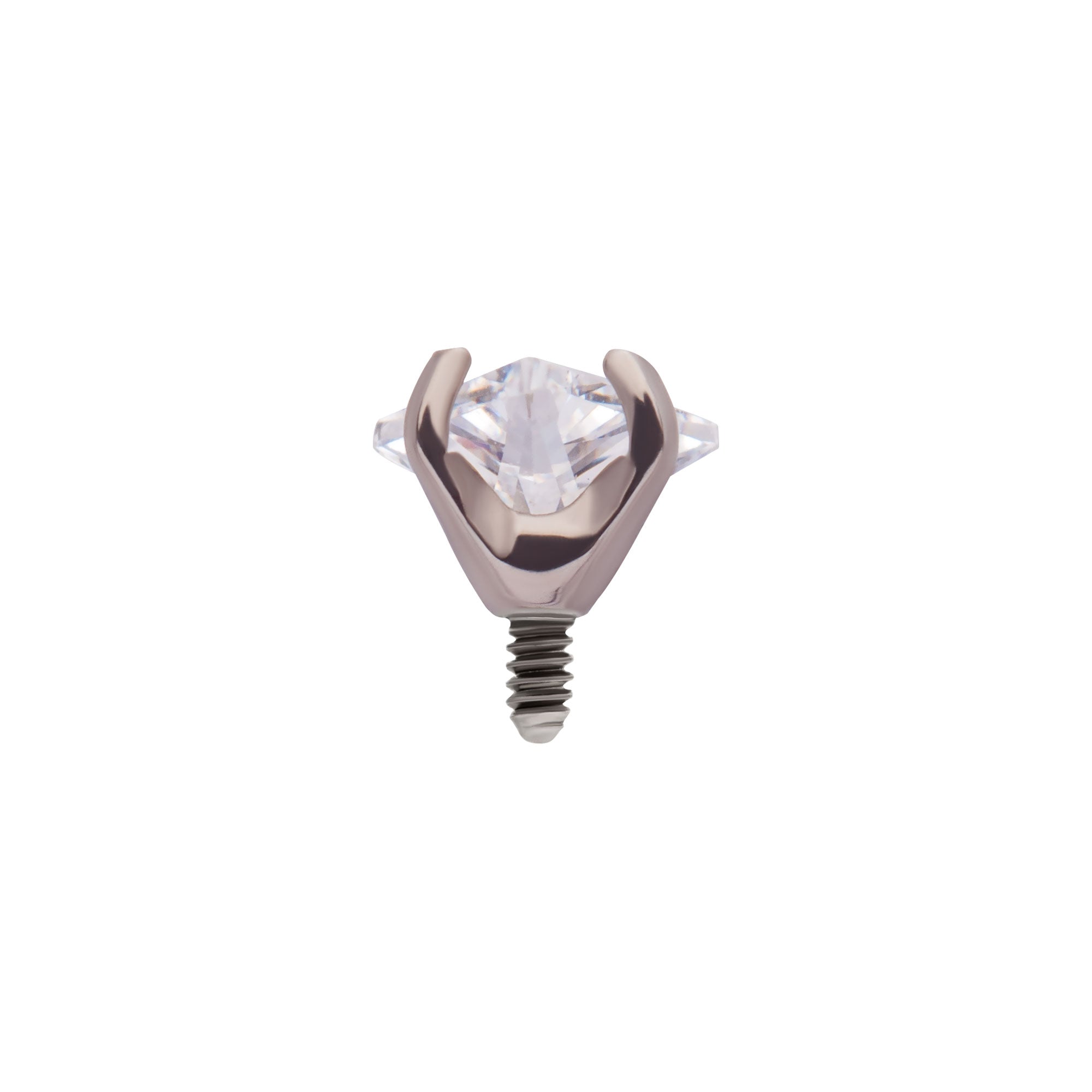 Titanium Internally Threaded with Prong Set CZ Triangular Shape Top