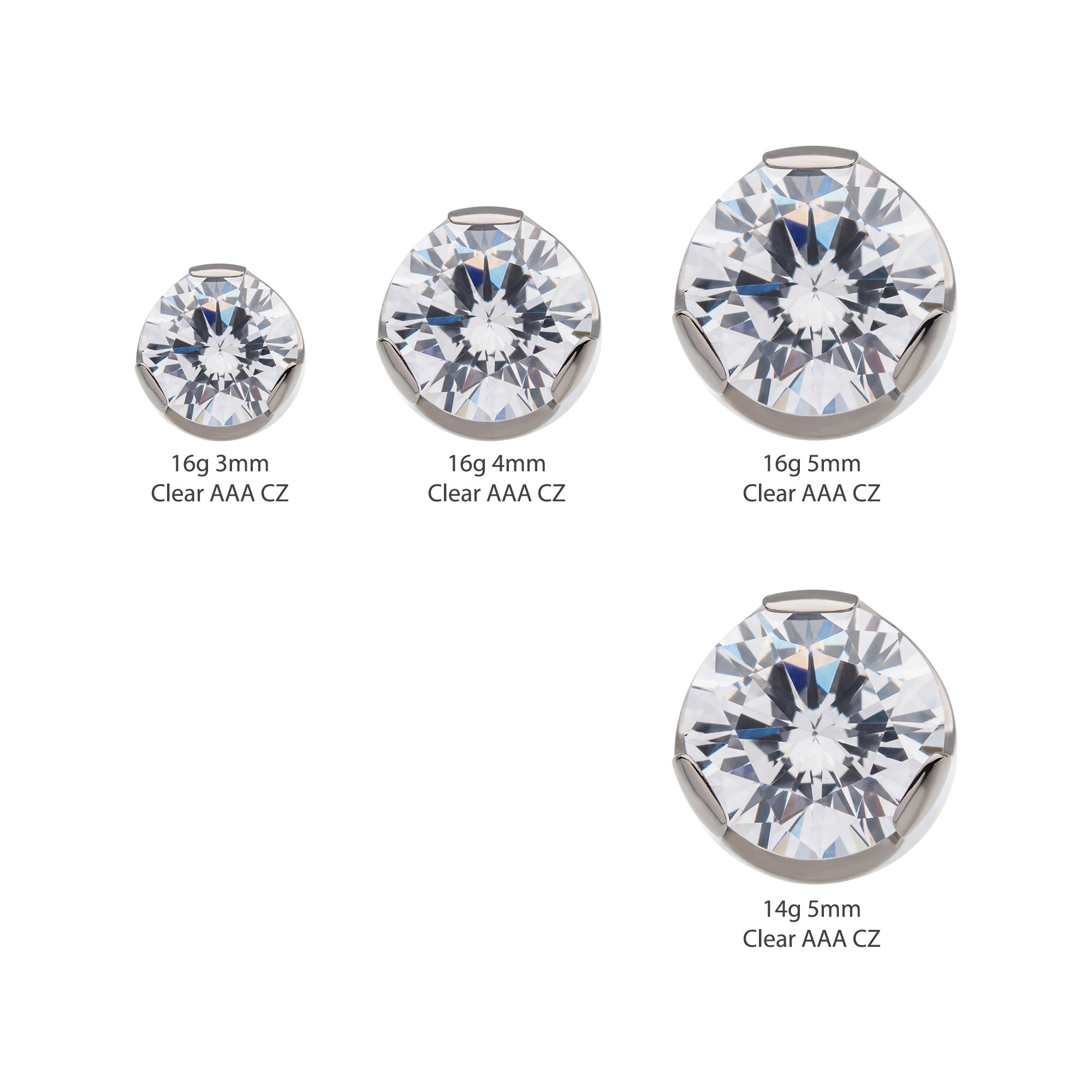 Titanium Internally Threaded with 3-Prong Set Clear CZ Cylinder Top