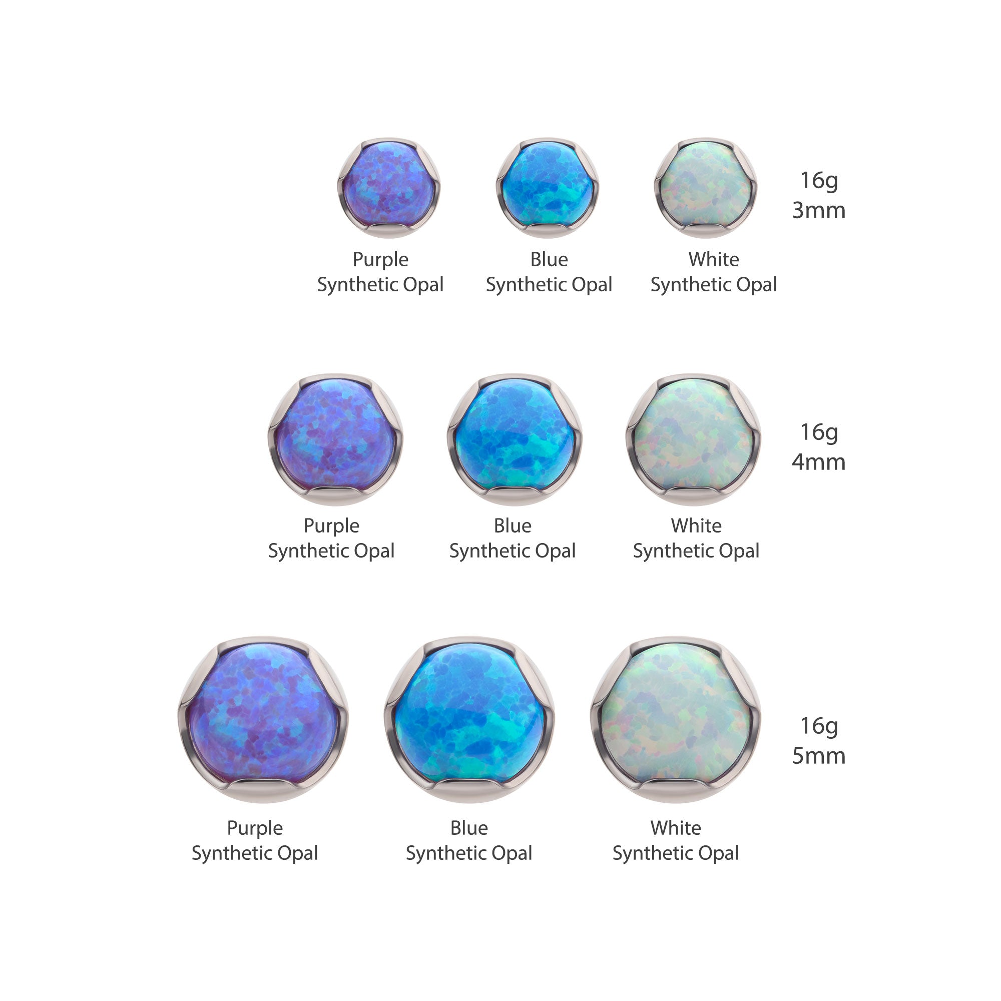 Titanium Internally Threaded with 3-Prong Set Opal Low Profile Top