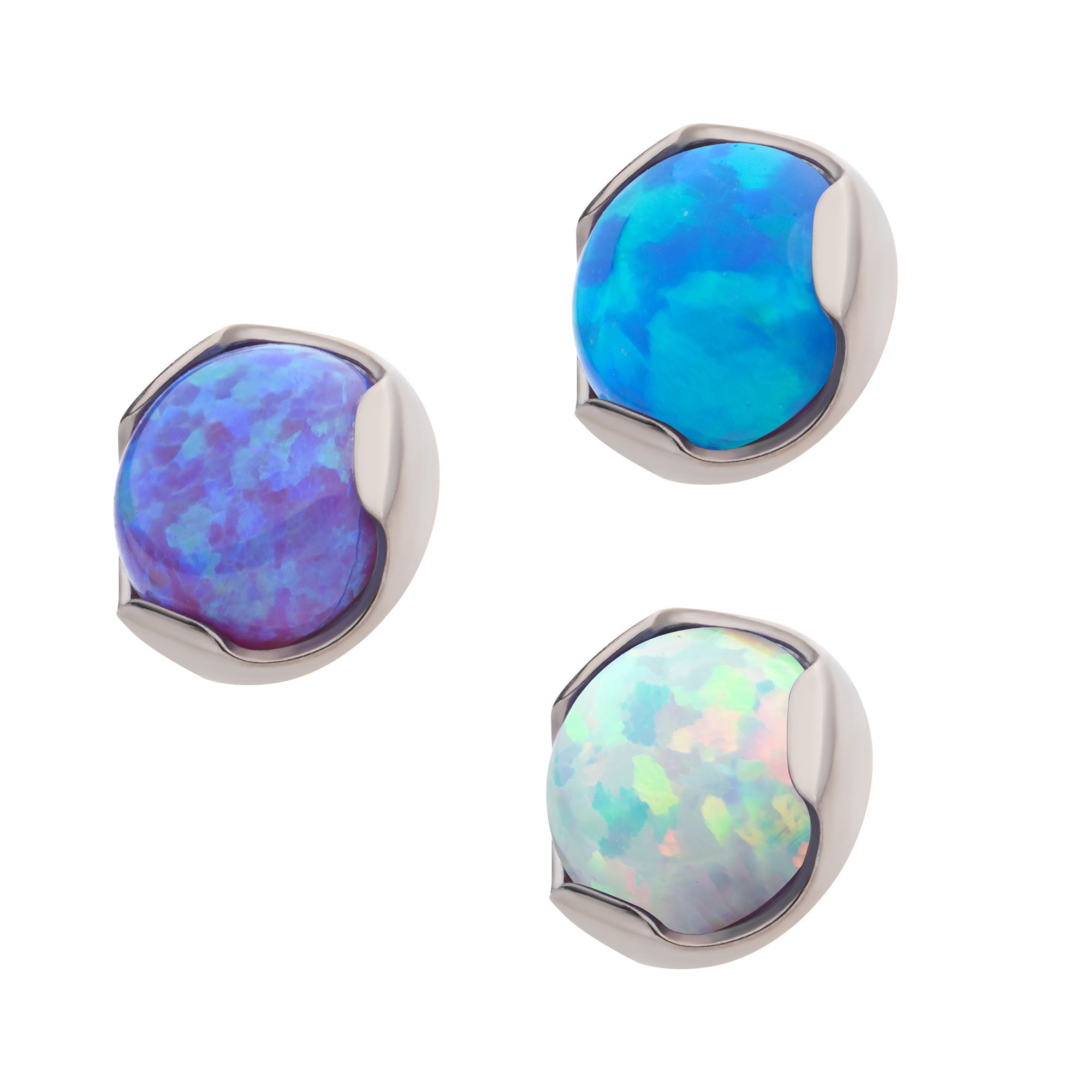 Titanium Internally Threaded with 3-Prong Set Opal Low Profile Top