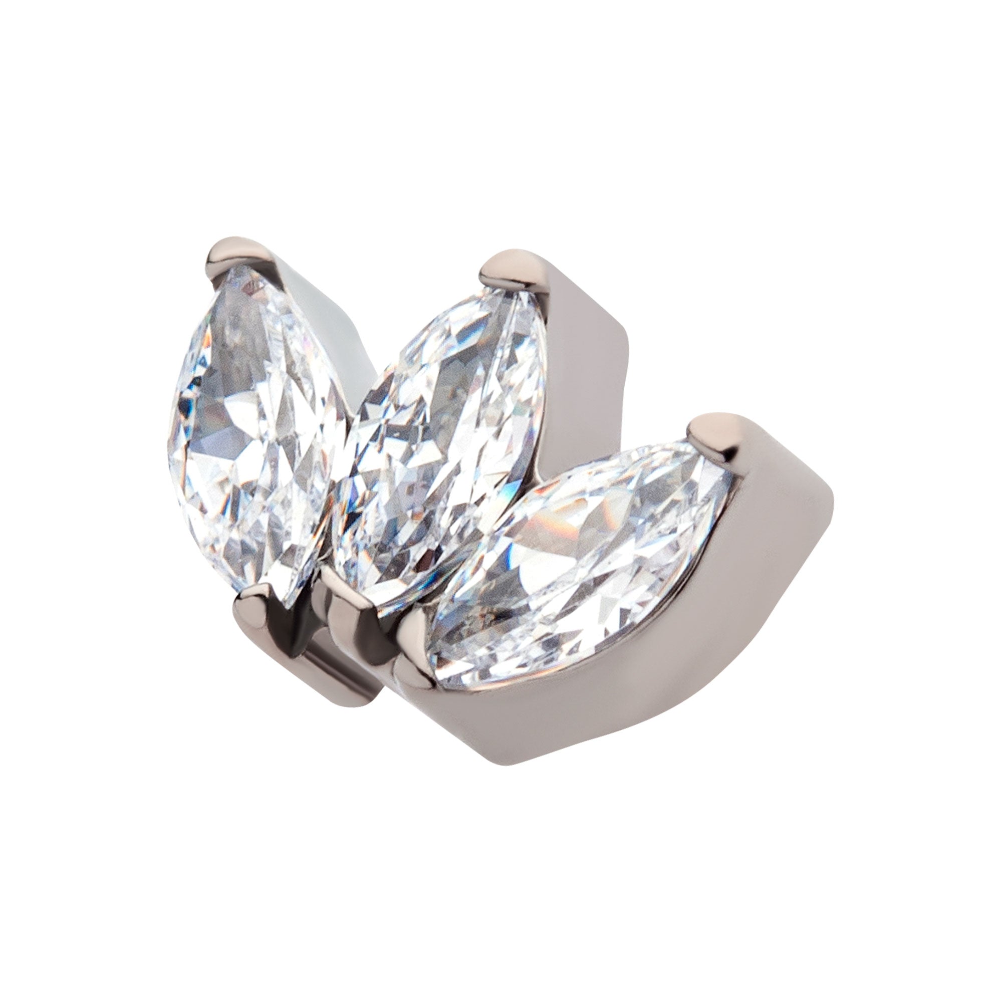 Titanium Internally Threaded with Prong Set Marquise CZ 3-Cluster Top