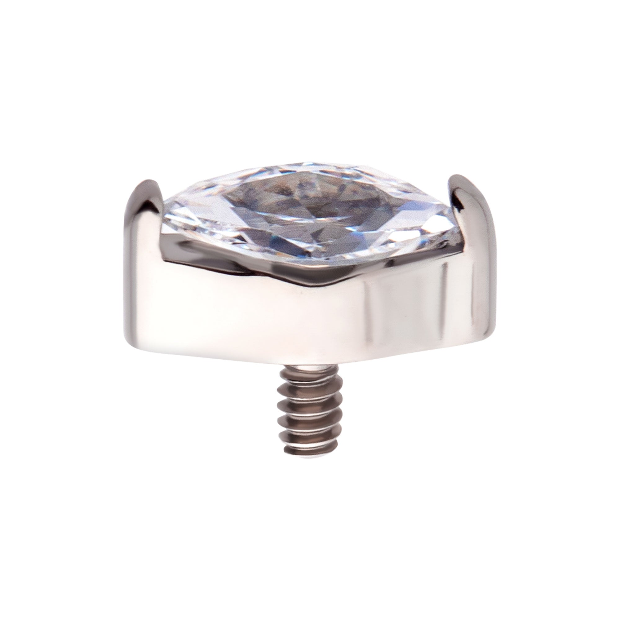 Titanium Internally Threaded with 2-Prong Set Marquise Opal Top