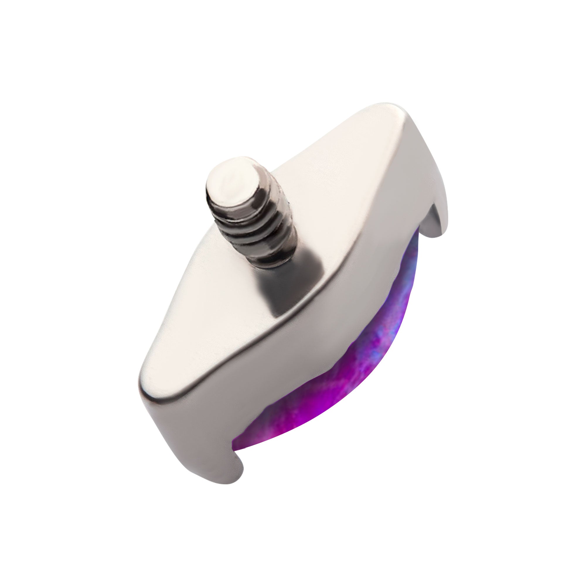 Titanium Internally Threaded with 2-Prong Set Marquise Opal Top