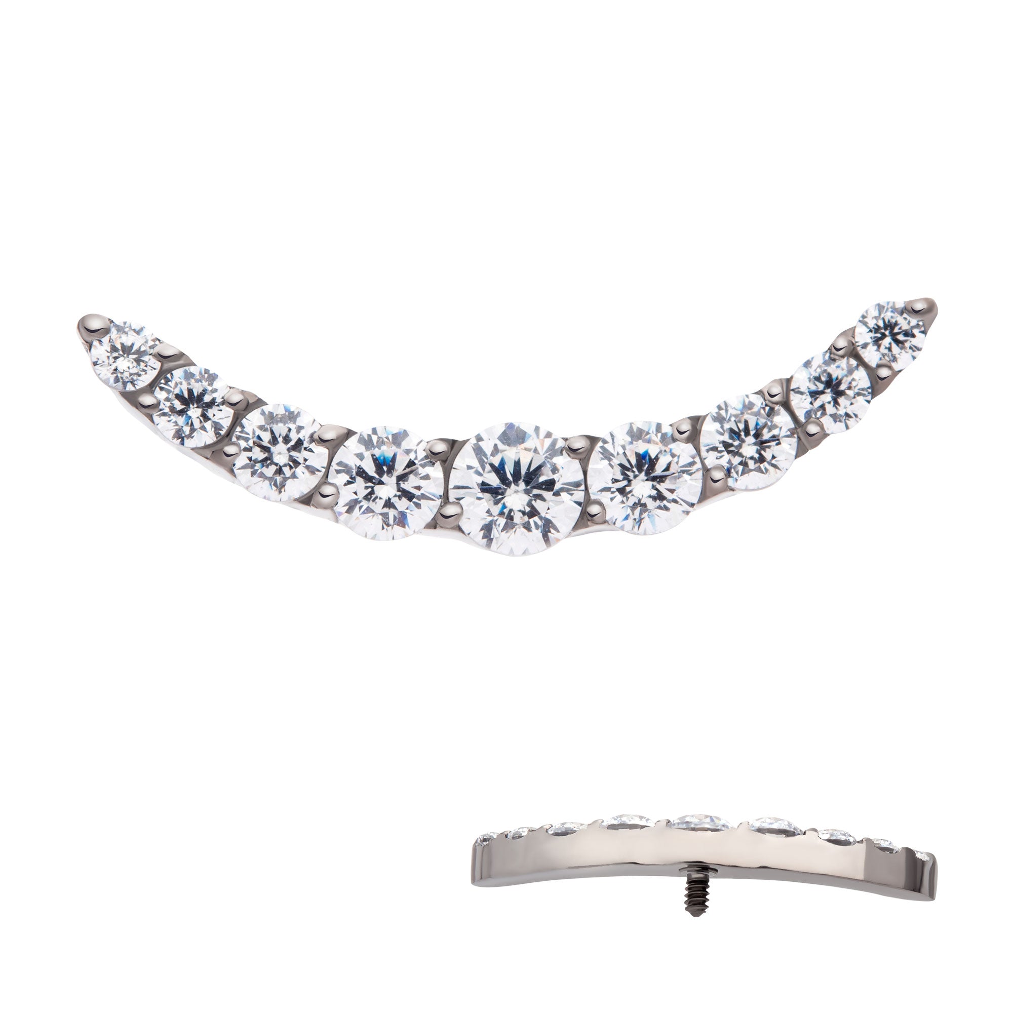 Titanium Internally Threaded with Prong Set Round CZ 9-Cluster Top