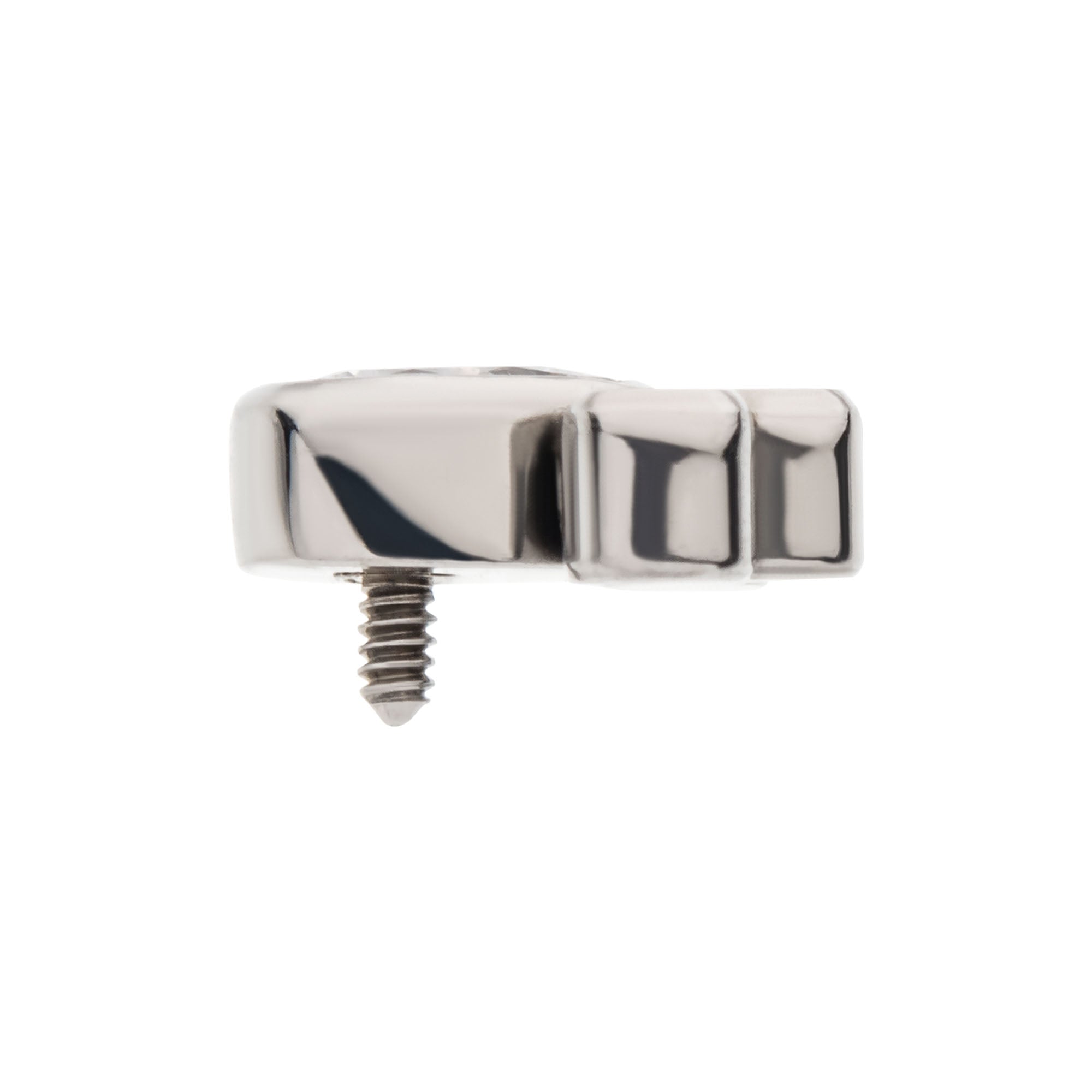 Titanium Internally Threaded with Clustered Bezel Set Teardrop & Round CZ Top