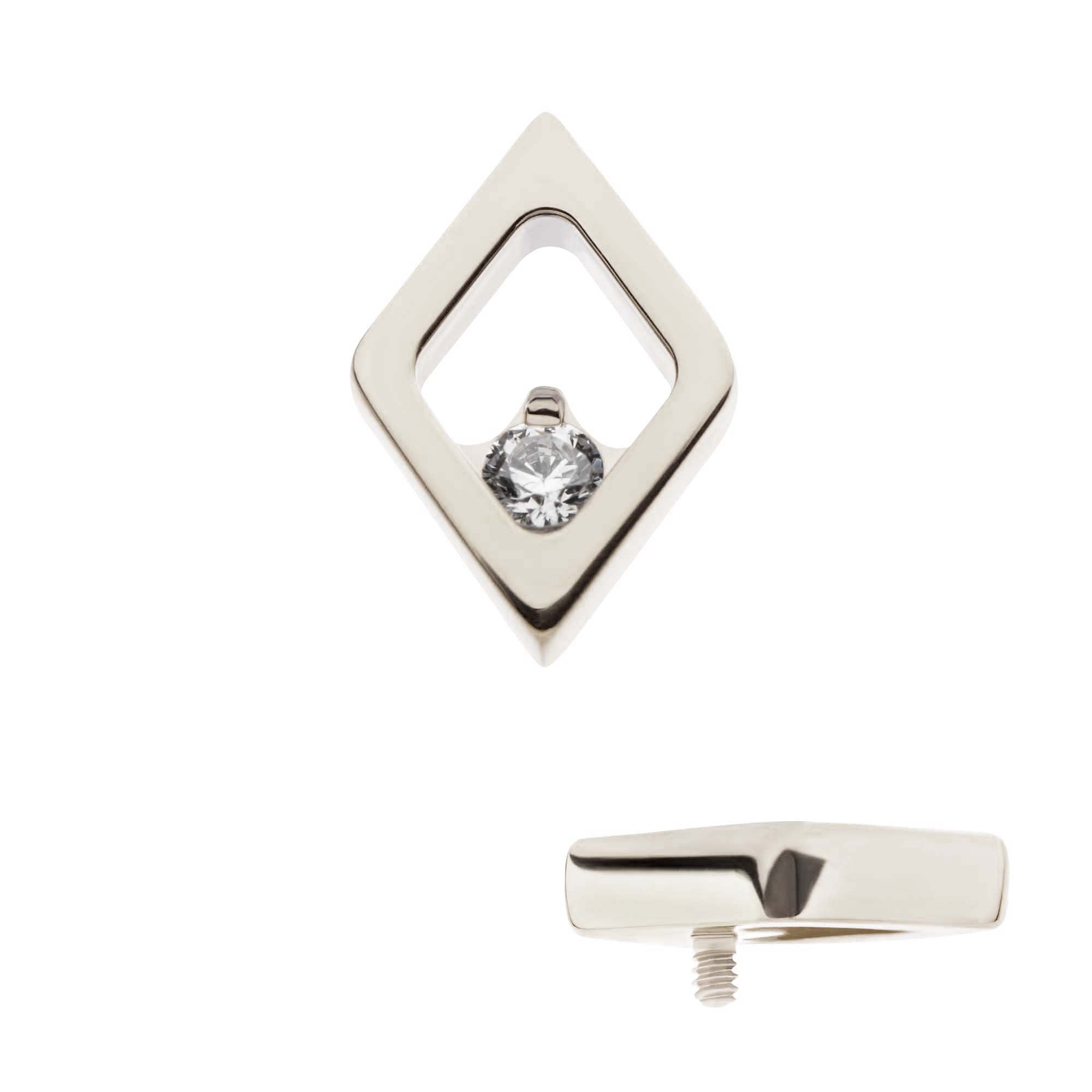 Titanium Internally Threaded Diamond Shape with Clear CZ Top