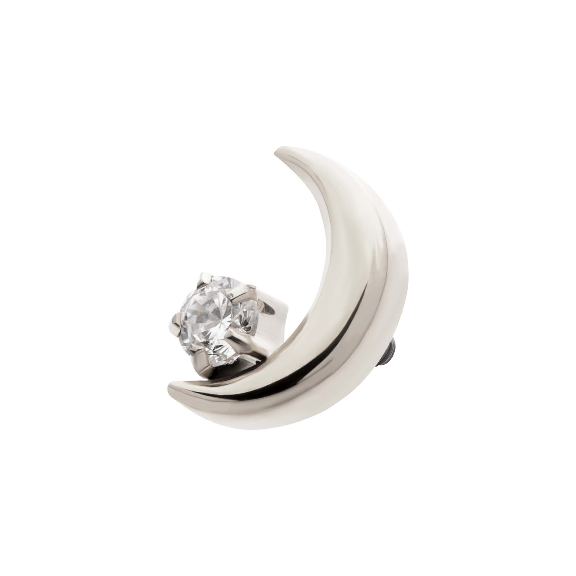 Titanium Internally Threaded Crescent Moon with CZ/Opal Top