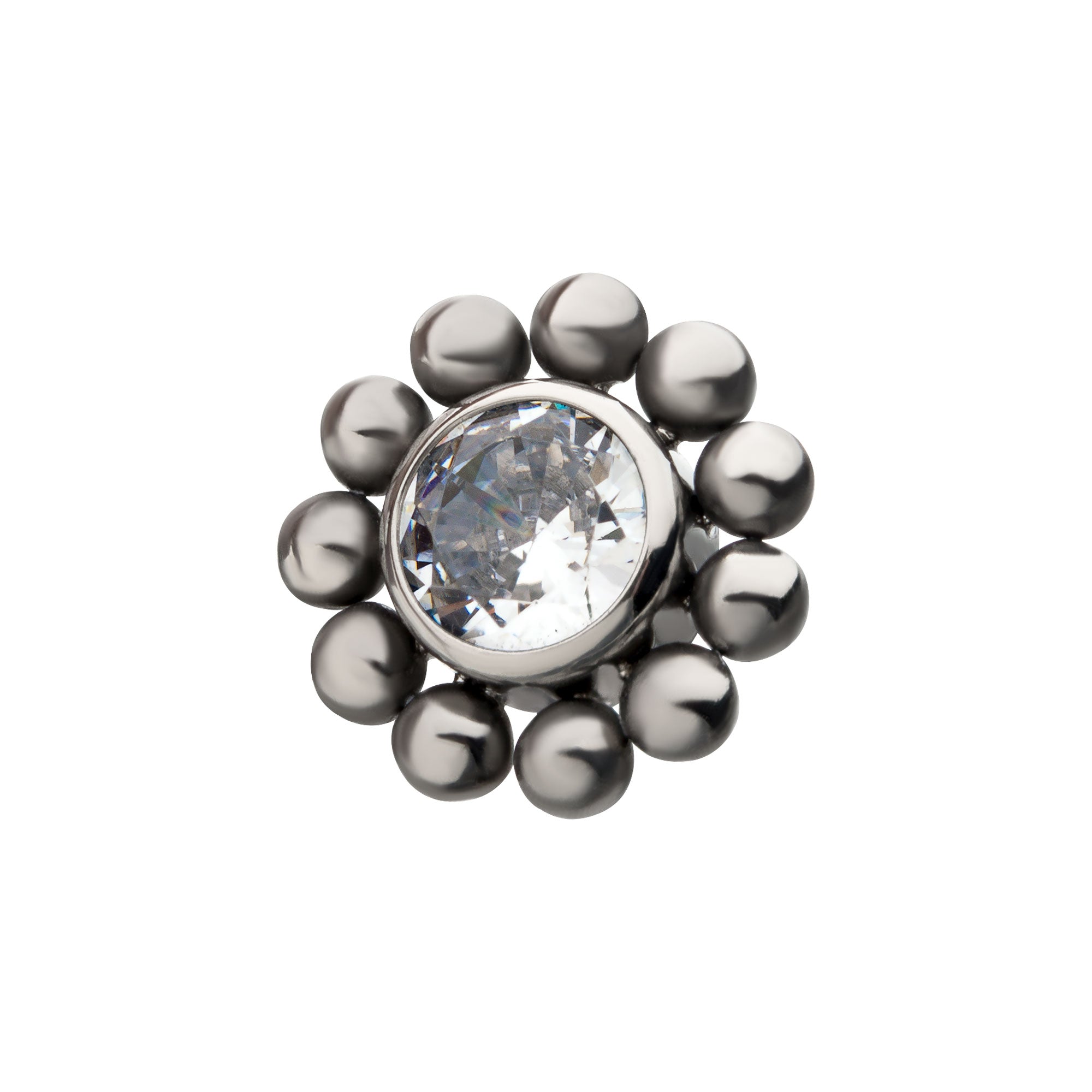 Titanium Internally Threaded with 1pc Bezel Set CZ/Synthetic Opal and 11pcs Beads Top